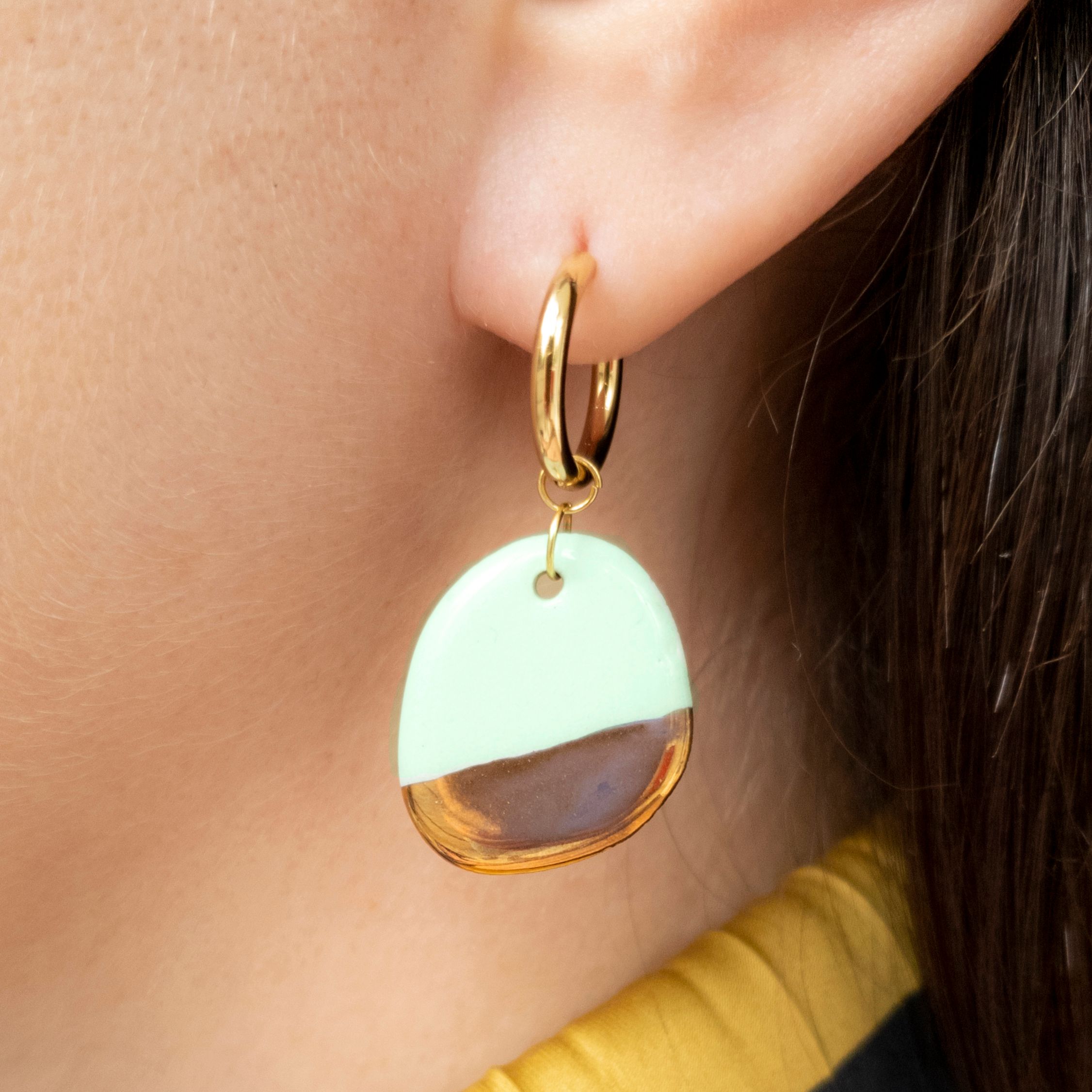 Min02 Mint Drop Hoop Earrings