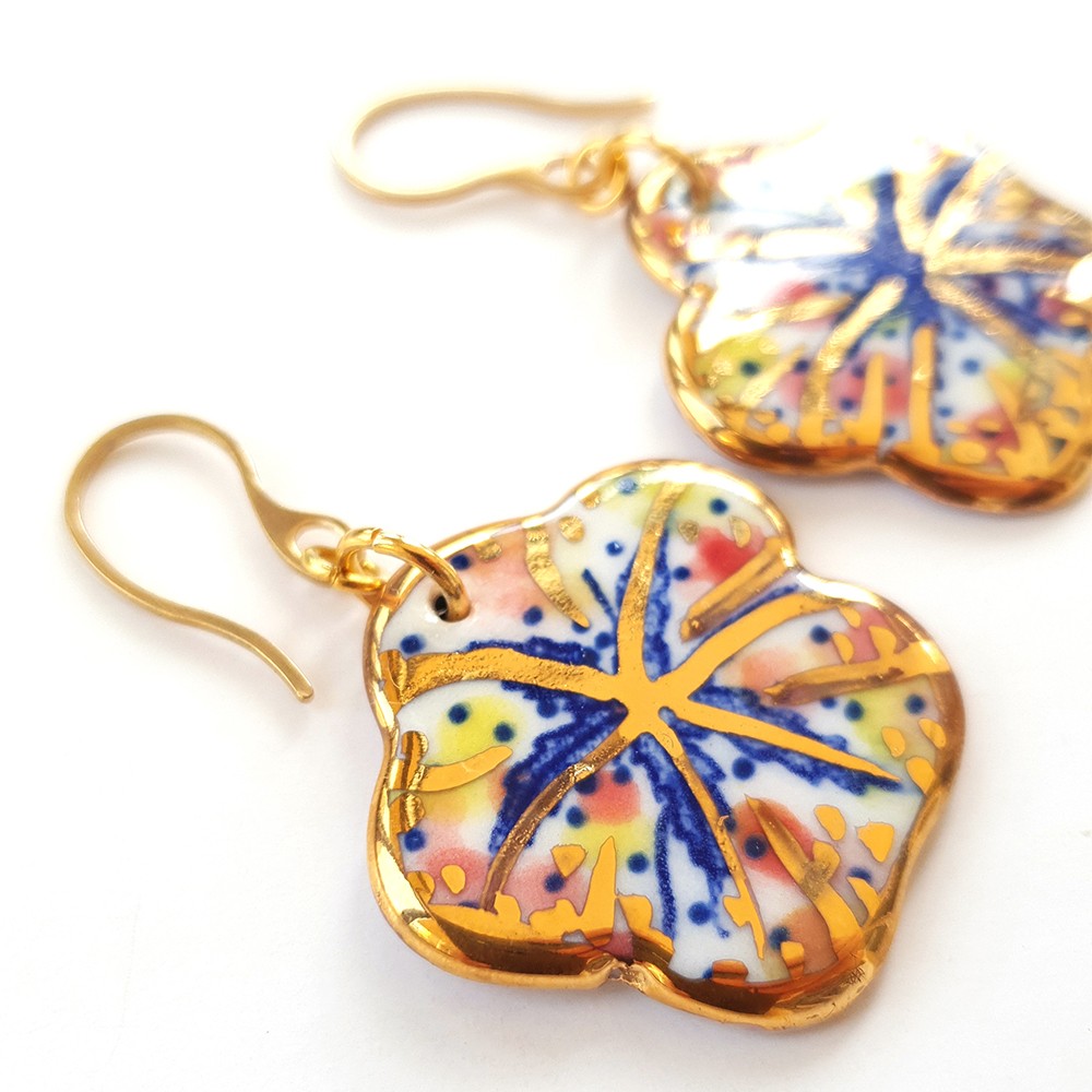 spr07 Colorful Flower Dangle Earrings