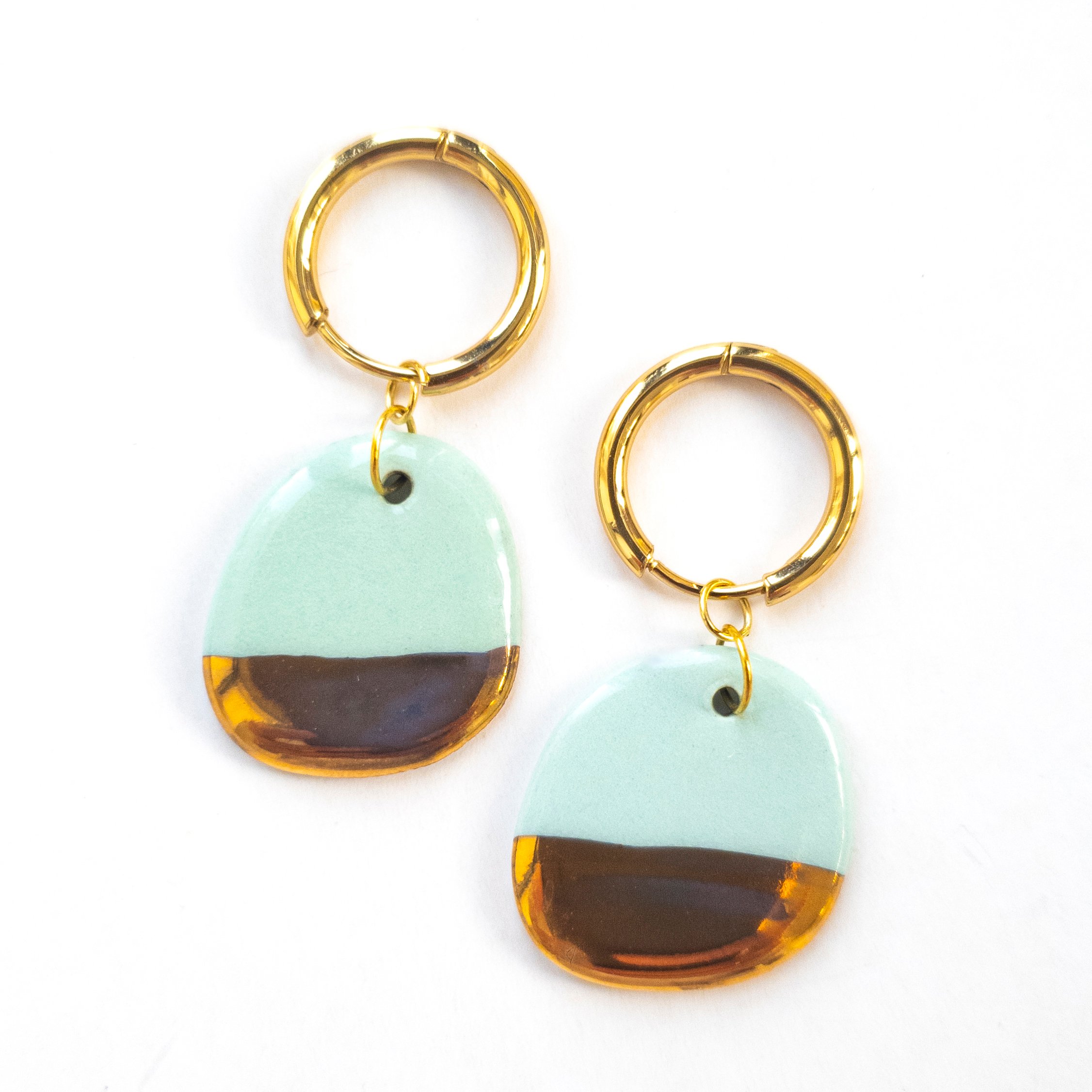 Min02 Mint Drop Hoop Earrings