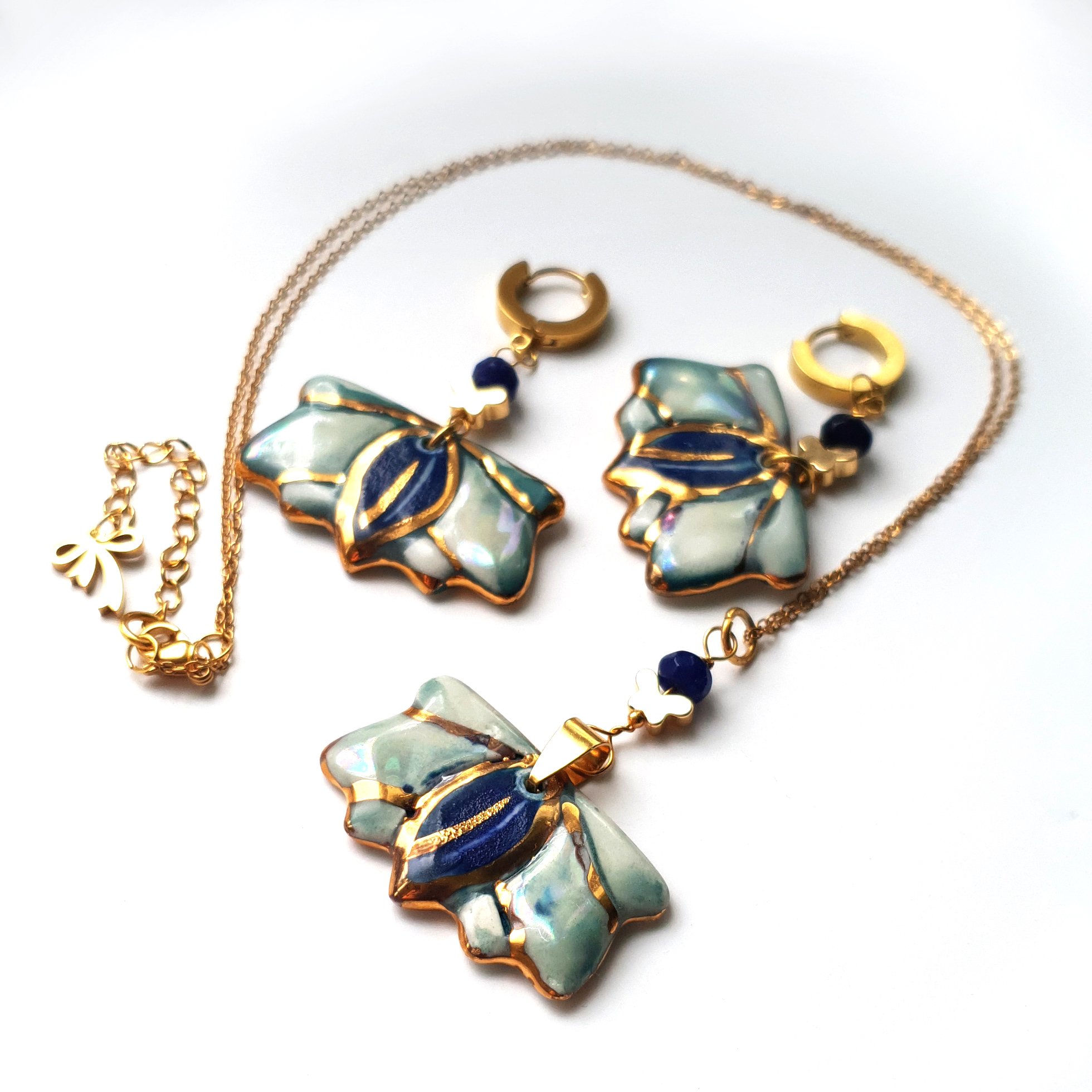 Spr05 Blue Butterfly Pendant Necklace