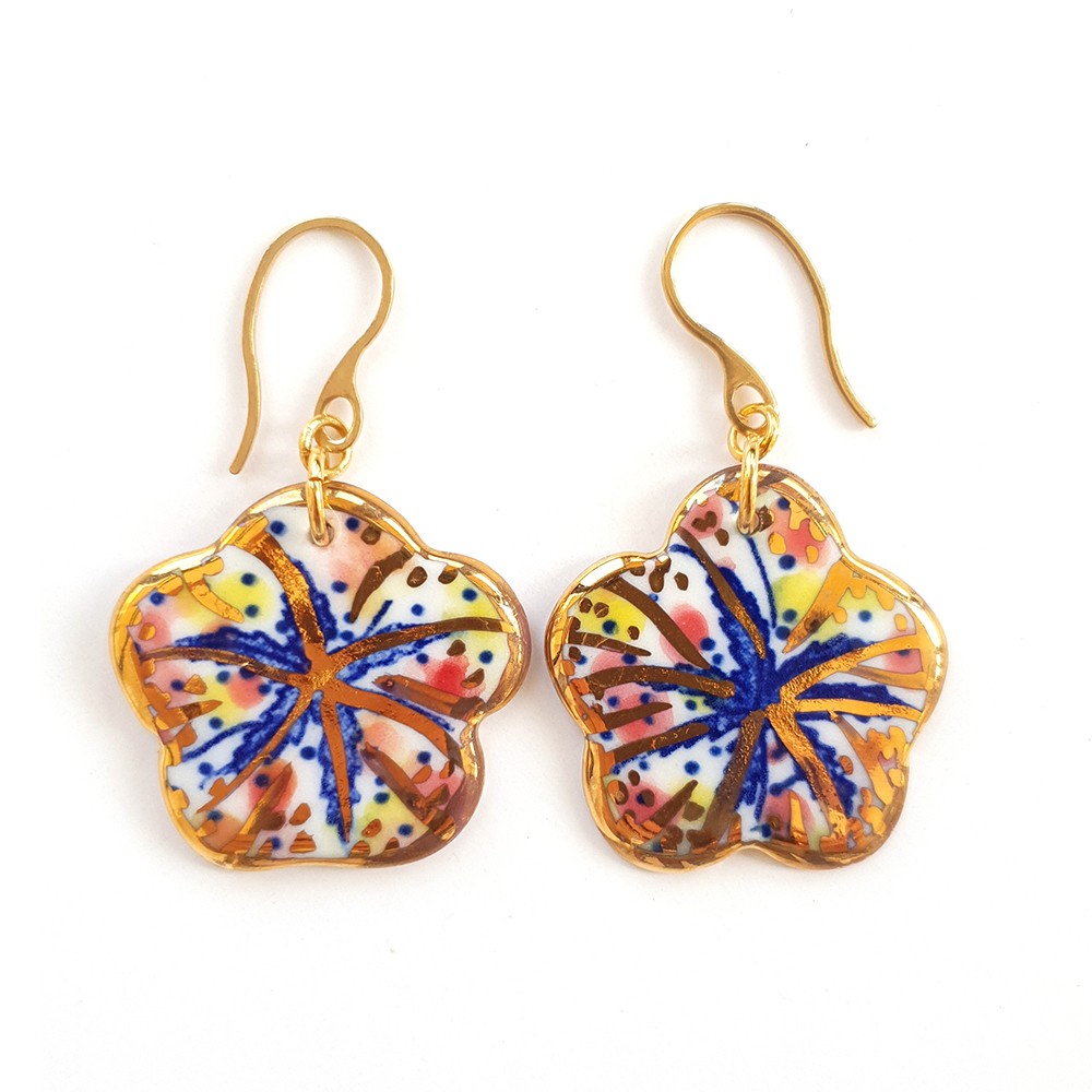 spr07 Colorful Flower Dangle Earrings