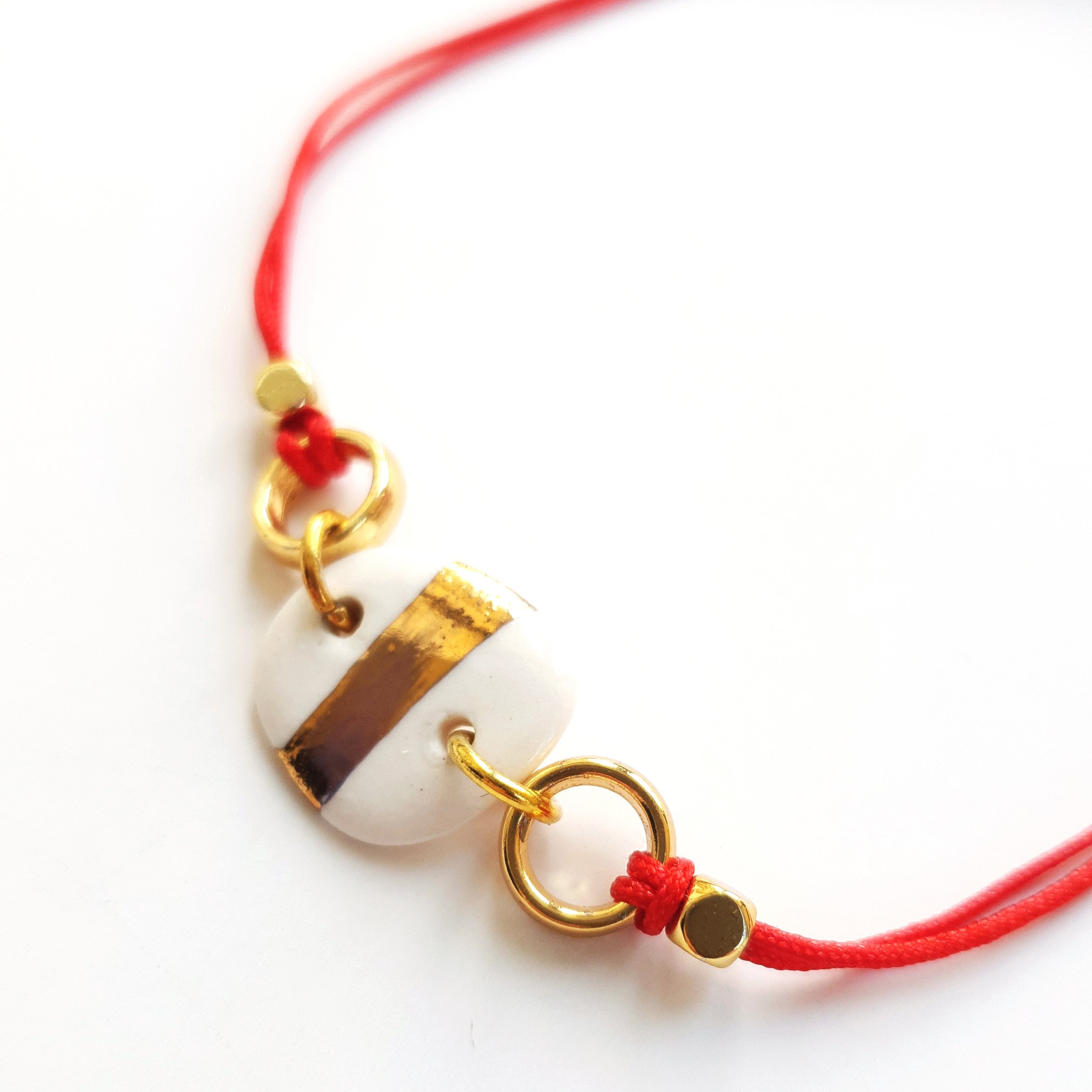 BIL04 Handmade Porcelain Cord Bracelet Steel Jewelry - Yesh Jewellery