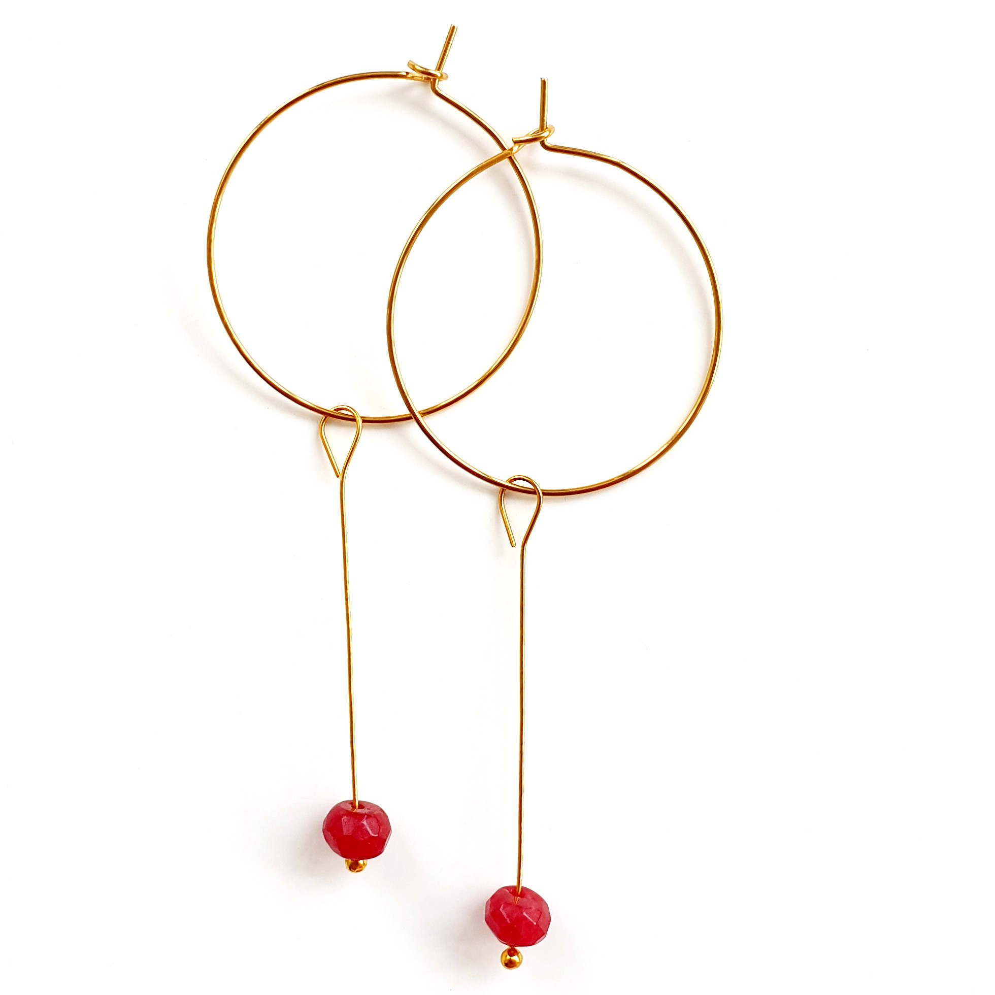 Mys11 Red Agate Mix Match Dangle Hoop Earrings
