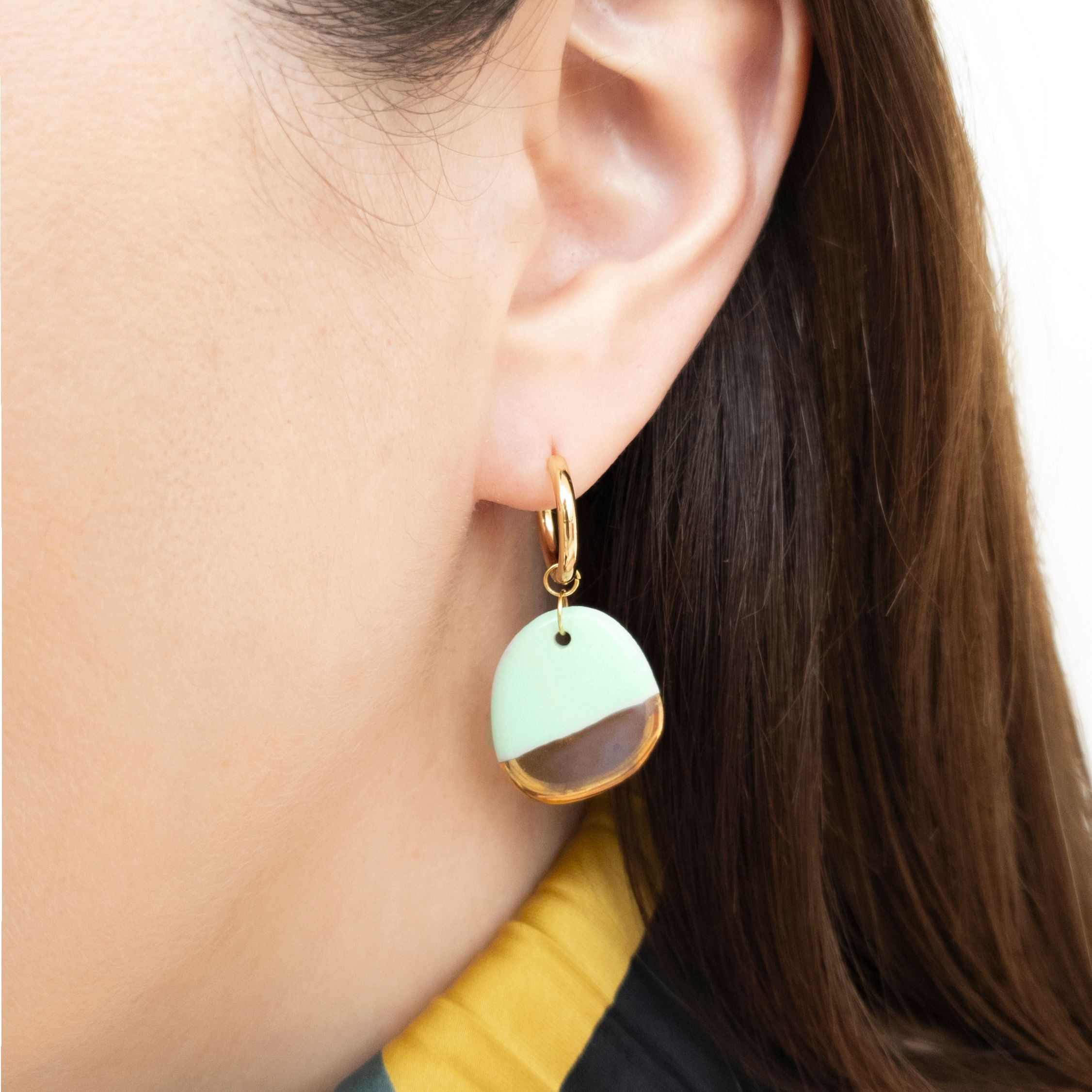 Min02 Mint Drop Hoop Earrings