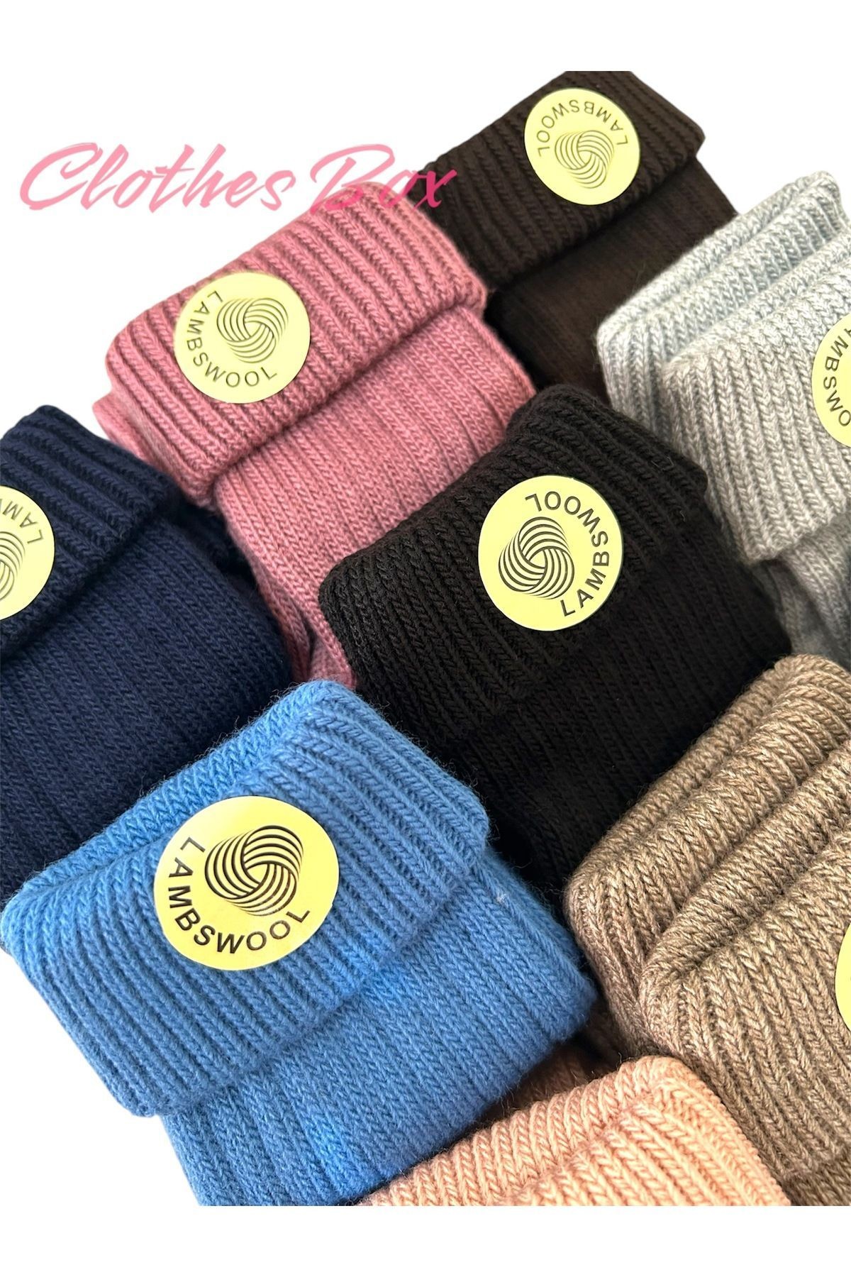 Unisex Kıvrık Lambswool Yün Bot Çorabı 12'li Paket