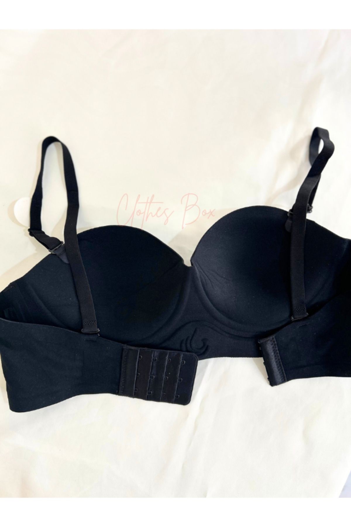 Süet Dokulu Dolgulu Push Up Straplez Sütyen