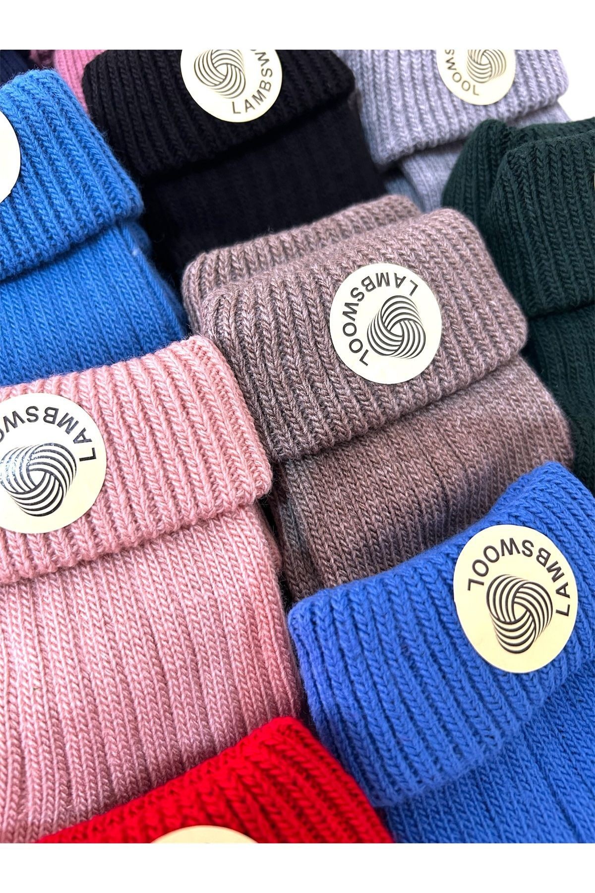 Unisex Kıvrık Lambswool Yün Bot Çorabı 12'li Paket