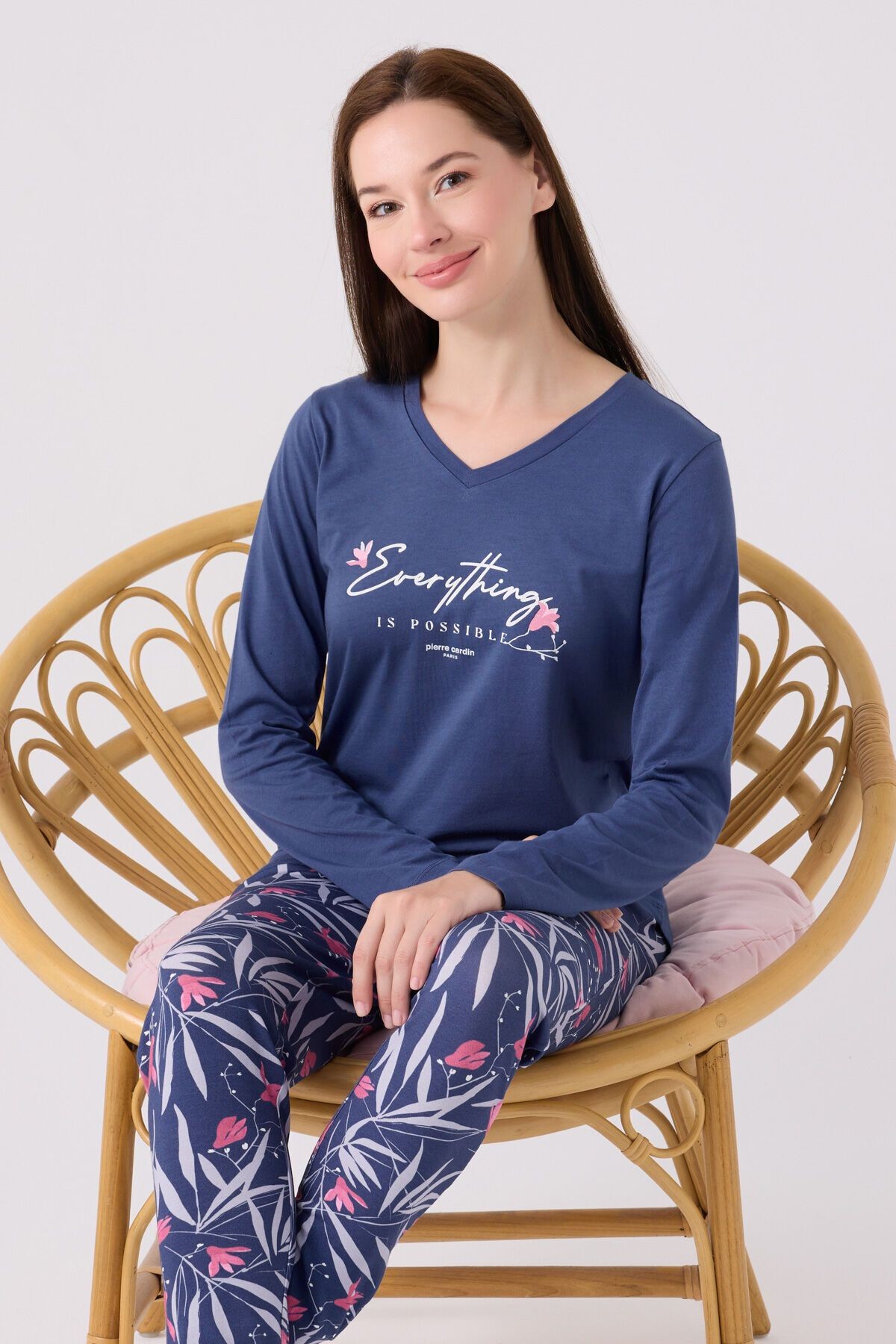 Kadın Mor Uzun Kol Pijama Takım
