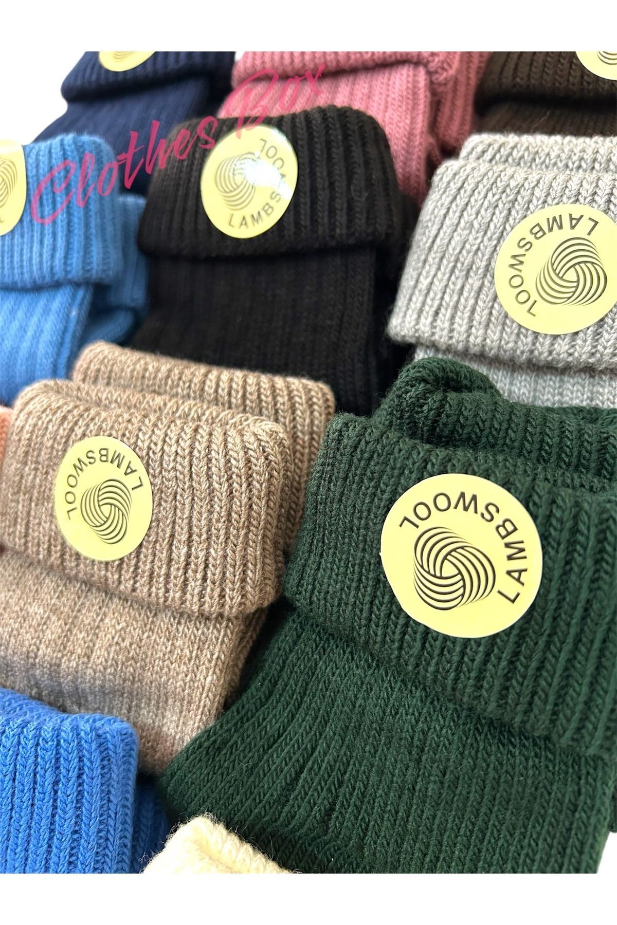 Unisex Kıvrık Lambswool Yün Bot Çorabı 12'li Paket