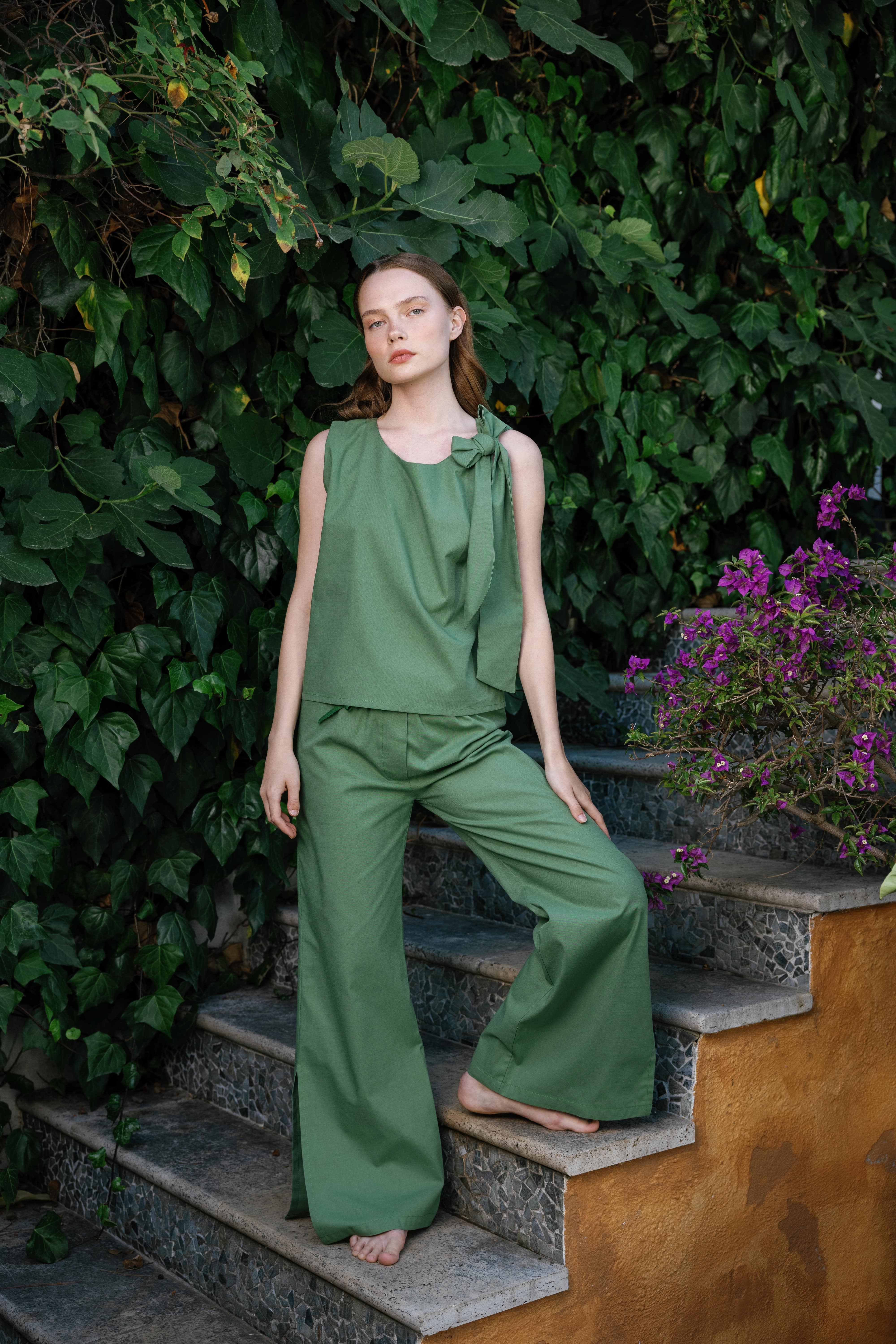 Bella Keten Bluz Pantolon Takım