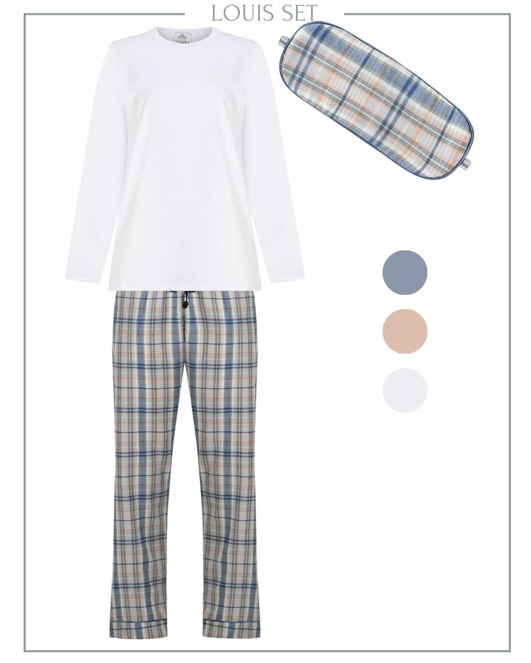 Louis Erkek Tshirt Pijama Takımı ve Göz Bandı