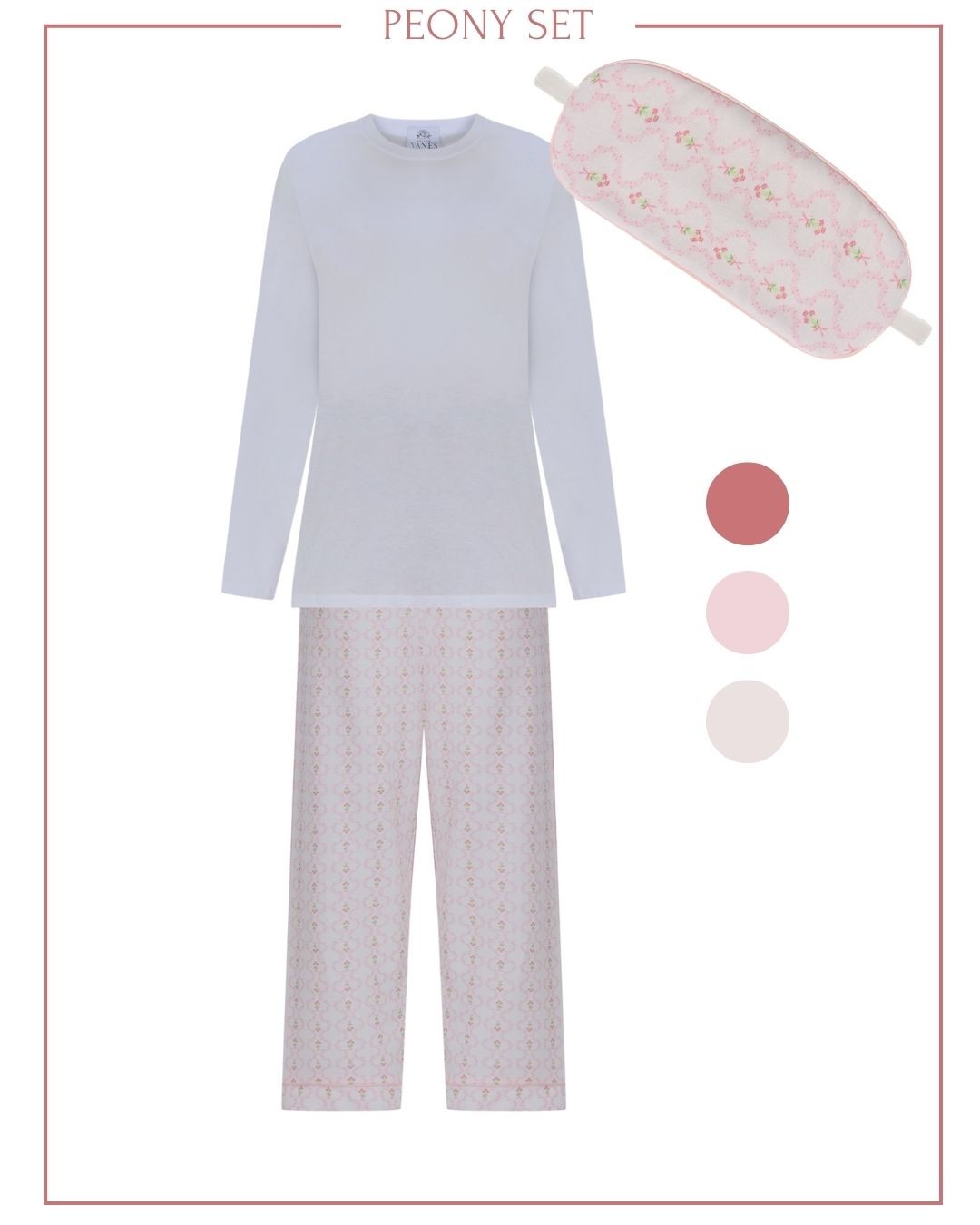 Peony Kadın Tshirt Pijama Takımı ve Uyku Gözlüğü Set