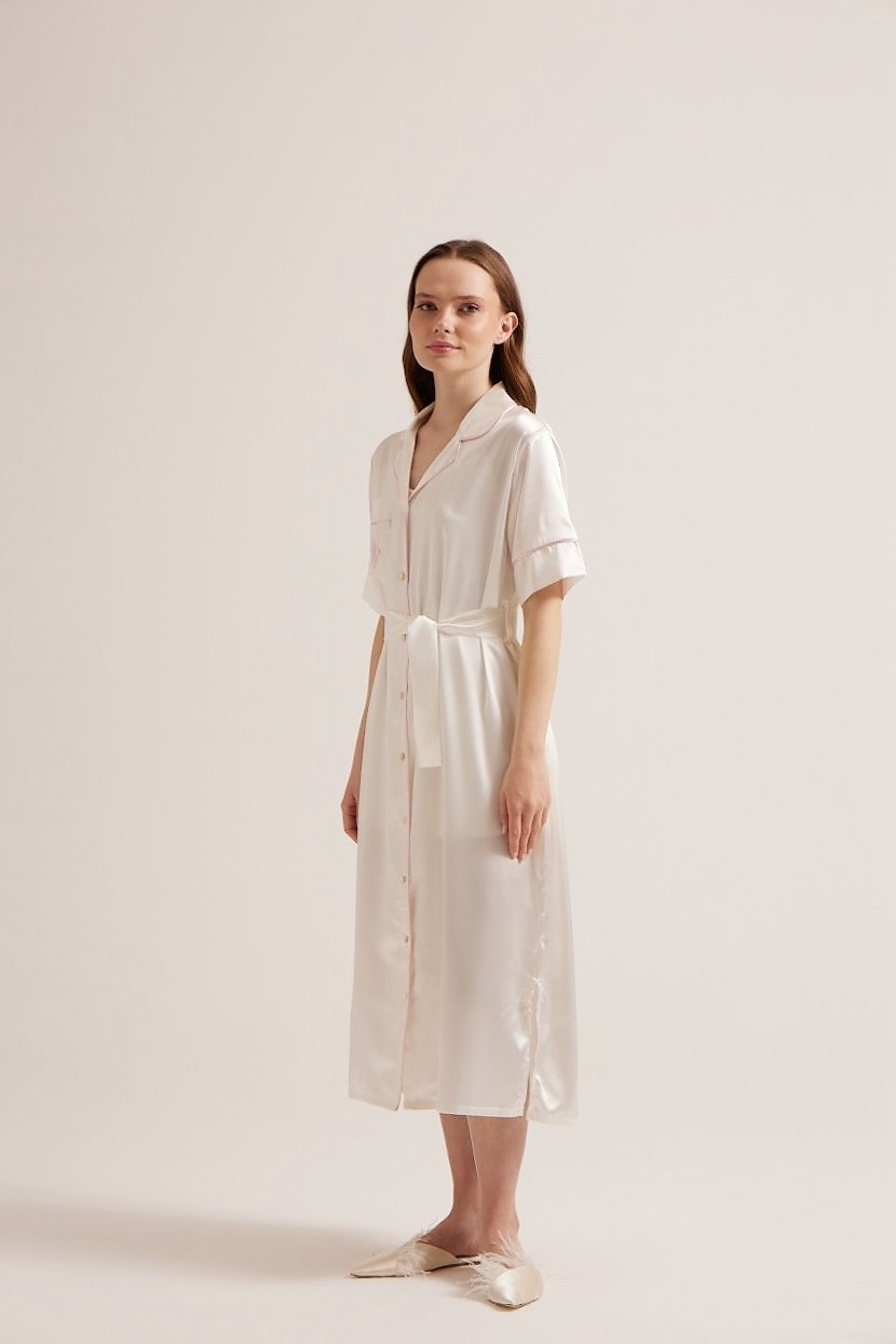Black Satin Maternity Nightgown