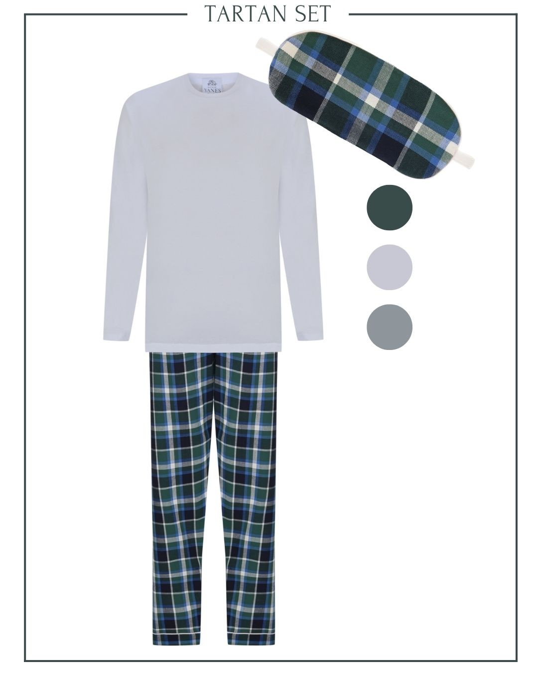 Tartan Men's Tshirt Pajamas and Sleep Glasses Set