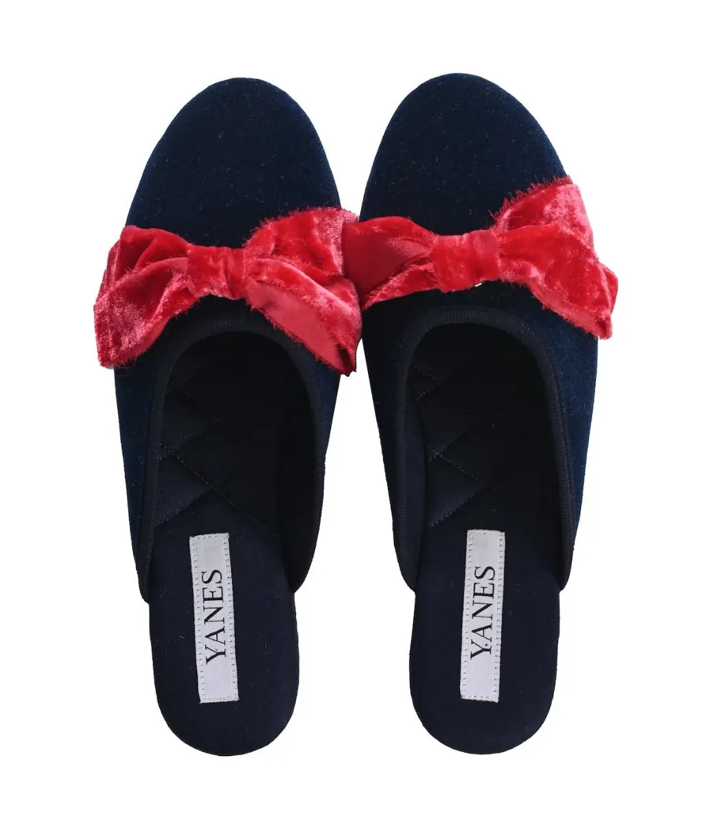 Tie and Keep Yanes Navy Blue Indoor Slippers