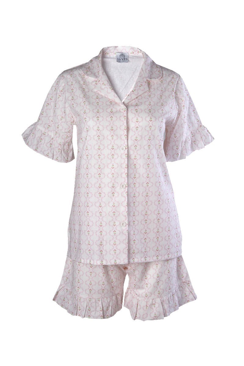 Peony Ruffled Shorts Kids Pajamas Set