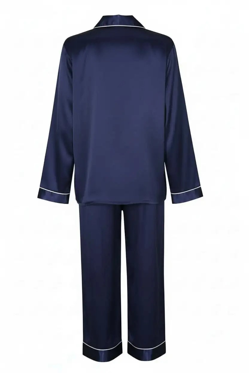 "Mom & Bride to be" Koleksiyonu Saten Lacivert Pijama Takımı