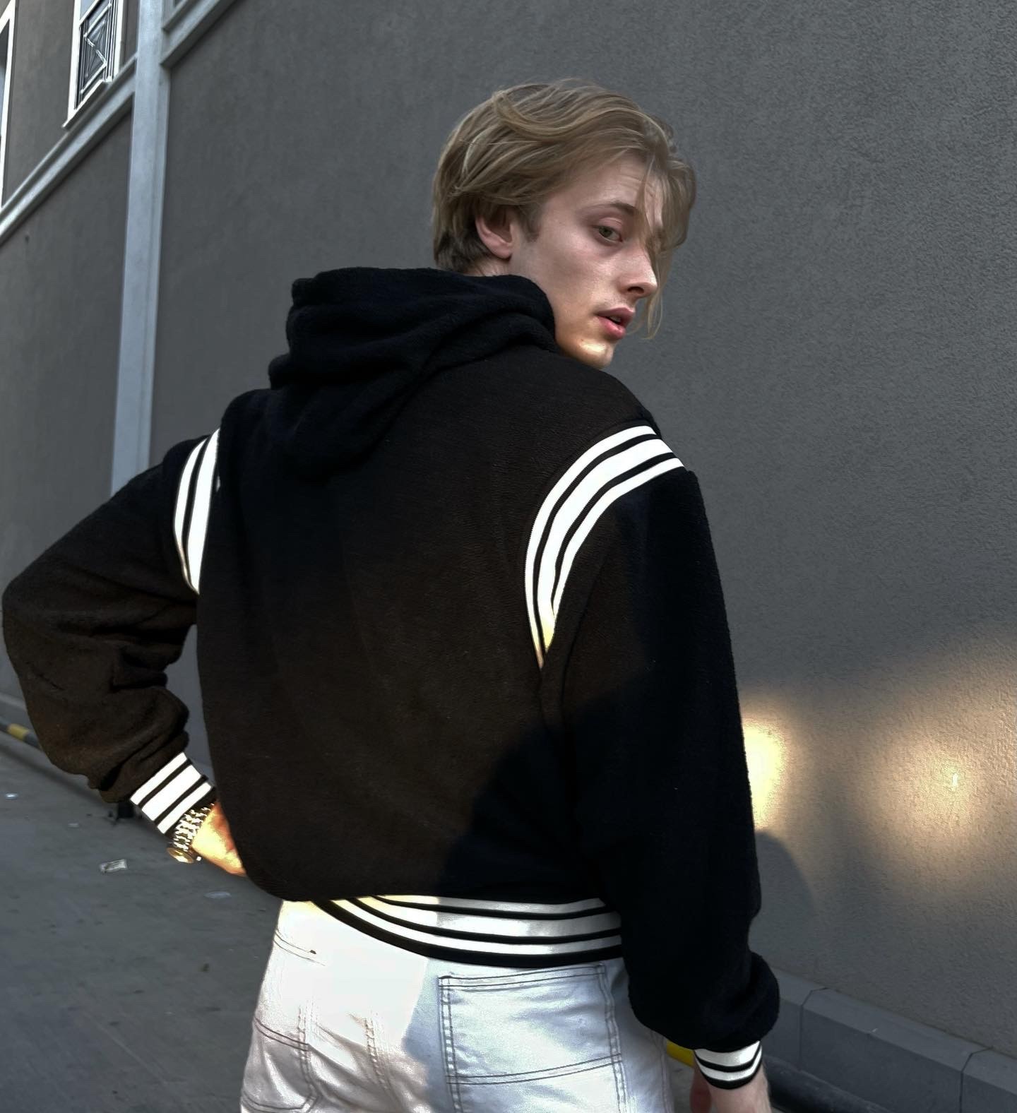 White Striped Oversize Hoodie