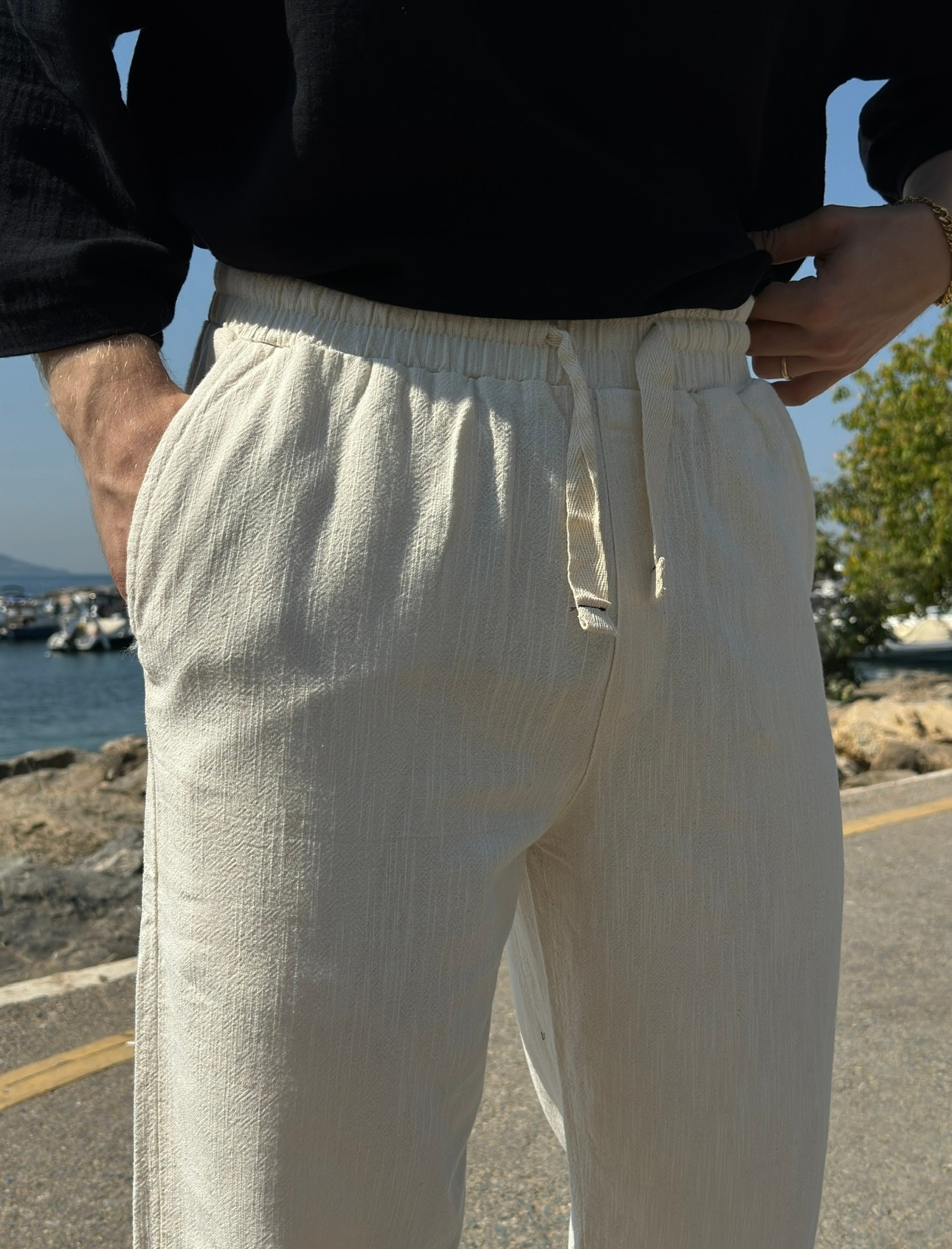 Krem Linen Pantolon