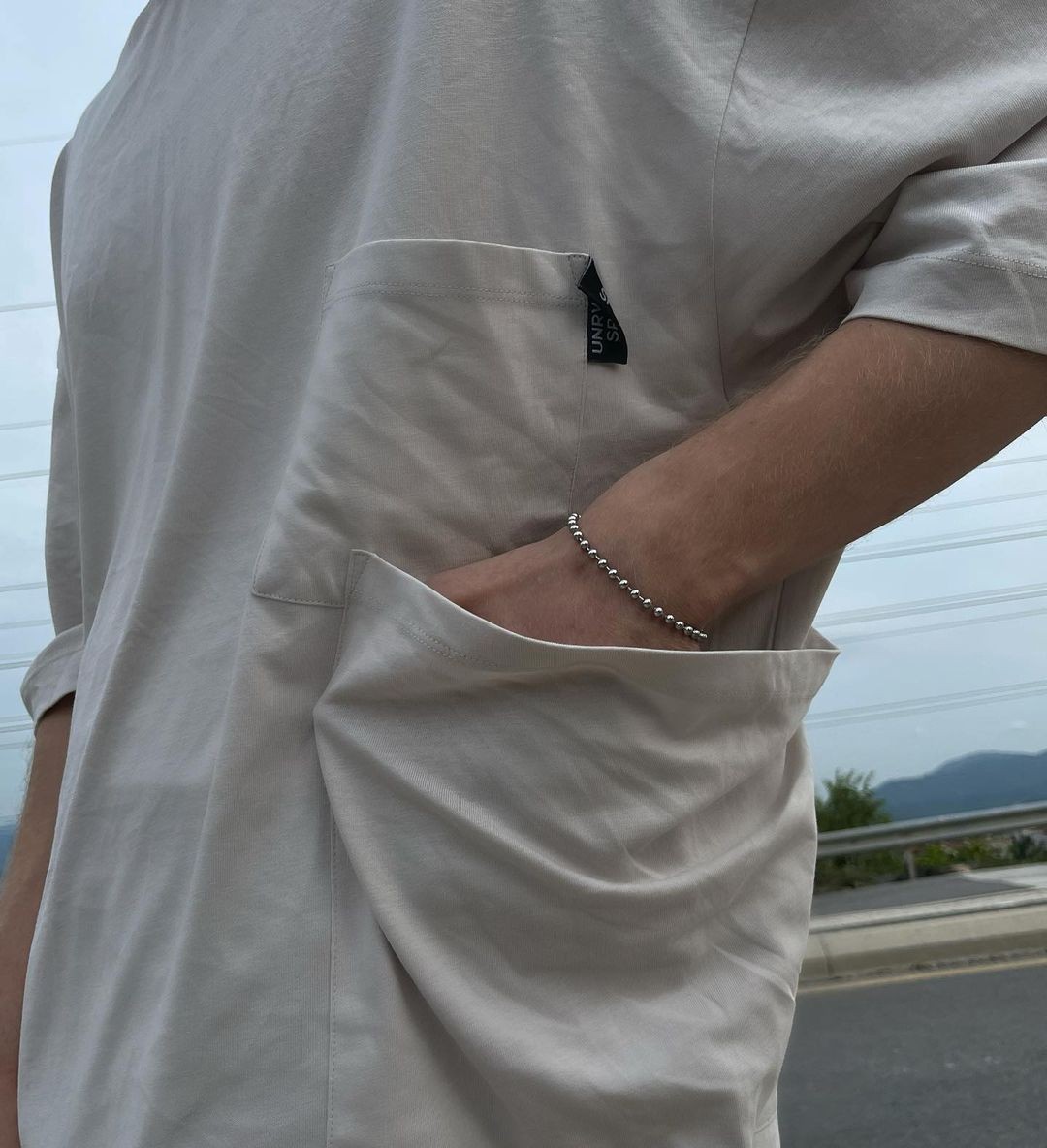 ASOS Cream Side Pockets Oversize T-shirt
