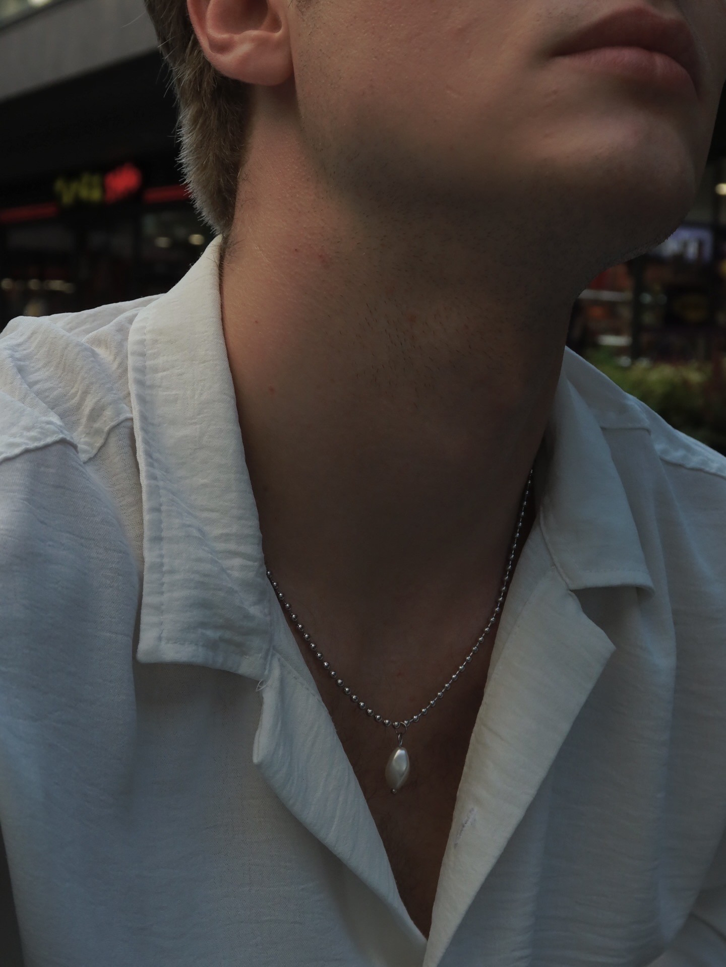 Pearl Drop Steel Necklace 🐚