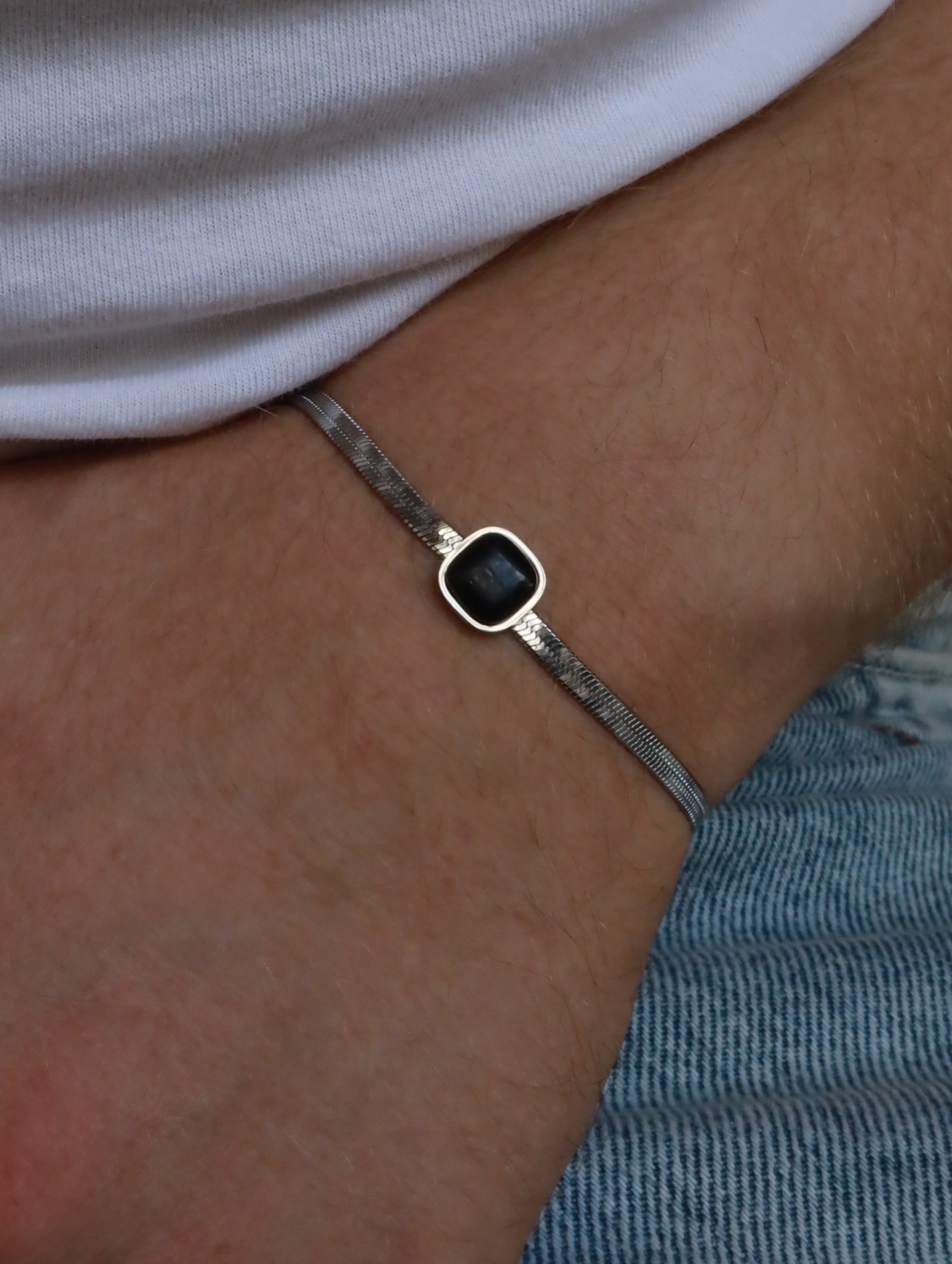 Square Black Stone Bracelet