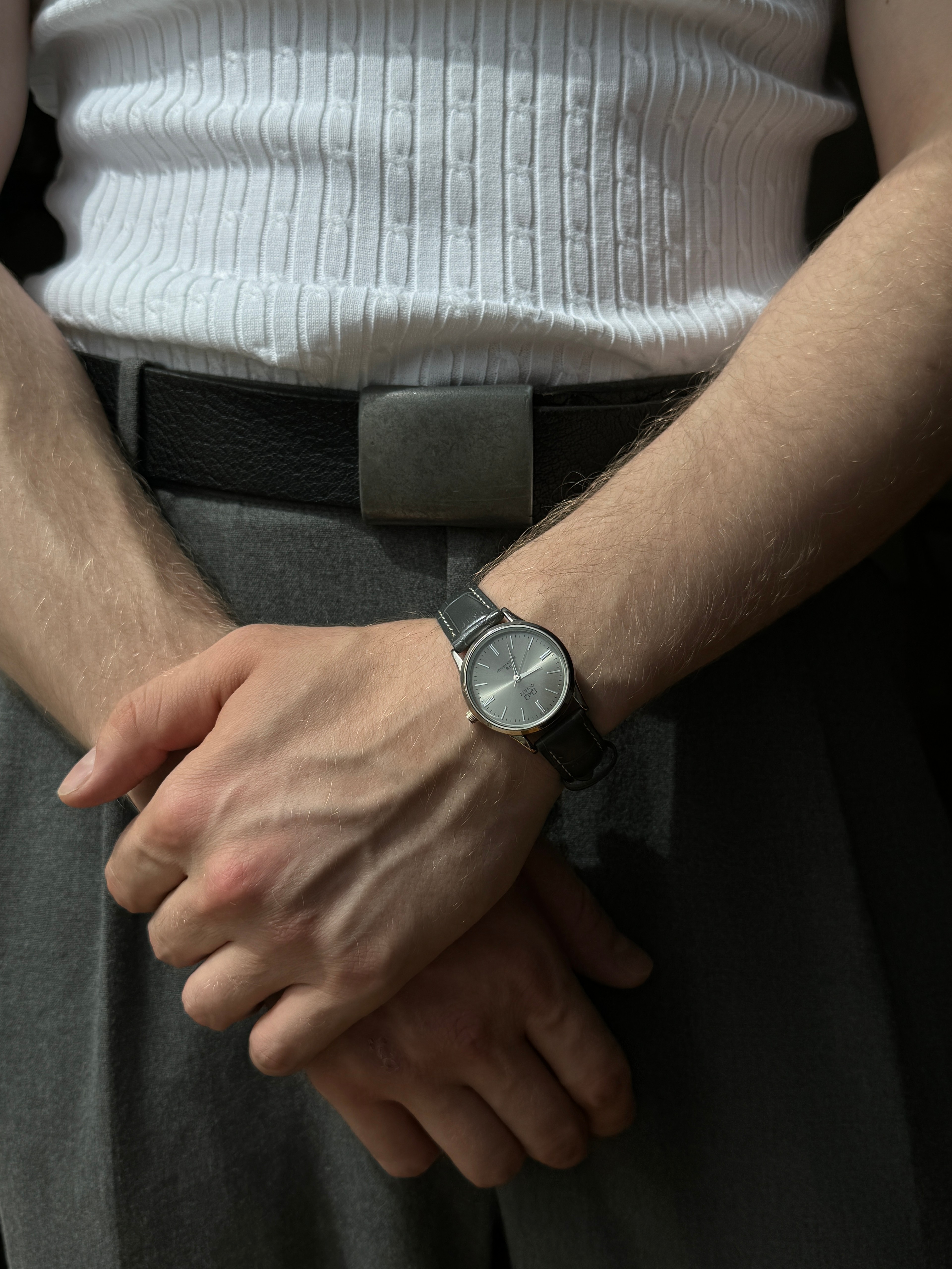 Grey Skin Cord Vintage Wristwatch 