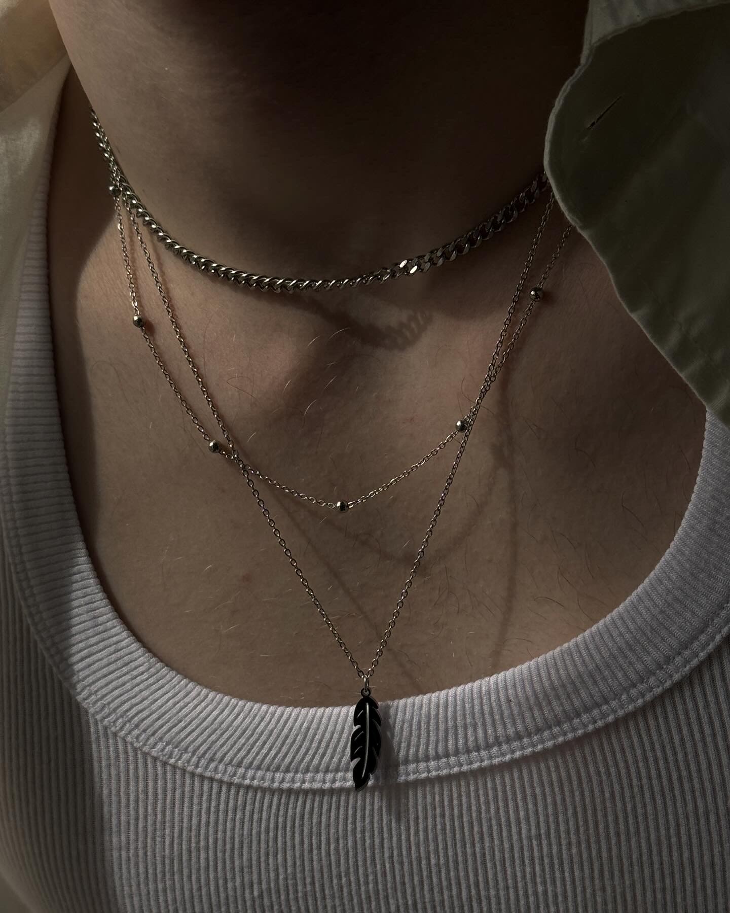 Three Chain Leaf Necklace