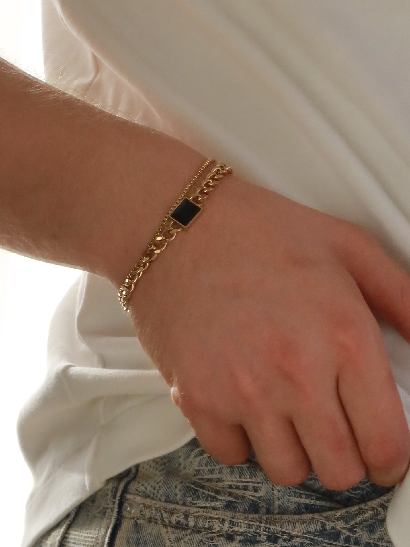 Obsidian Dual Chain Bracelet