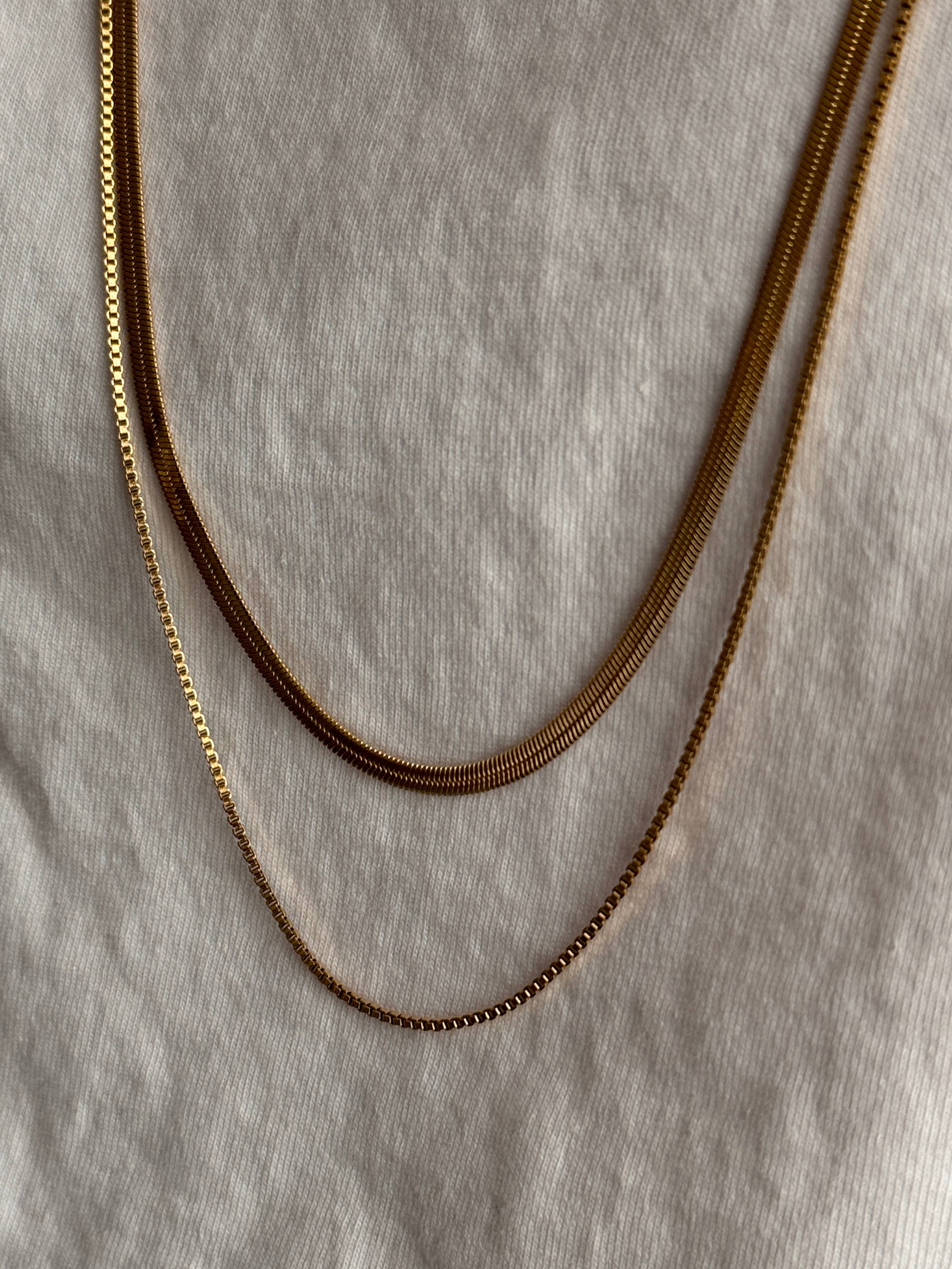 Gold Mirror Two Chain Necklace