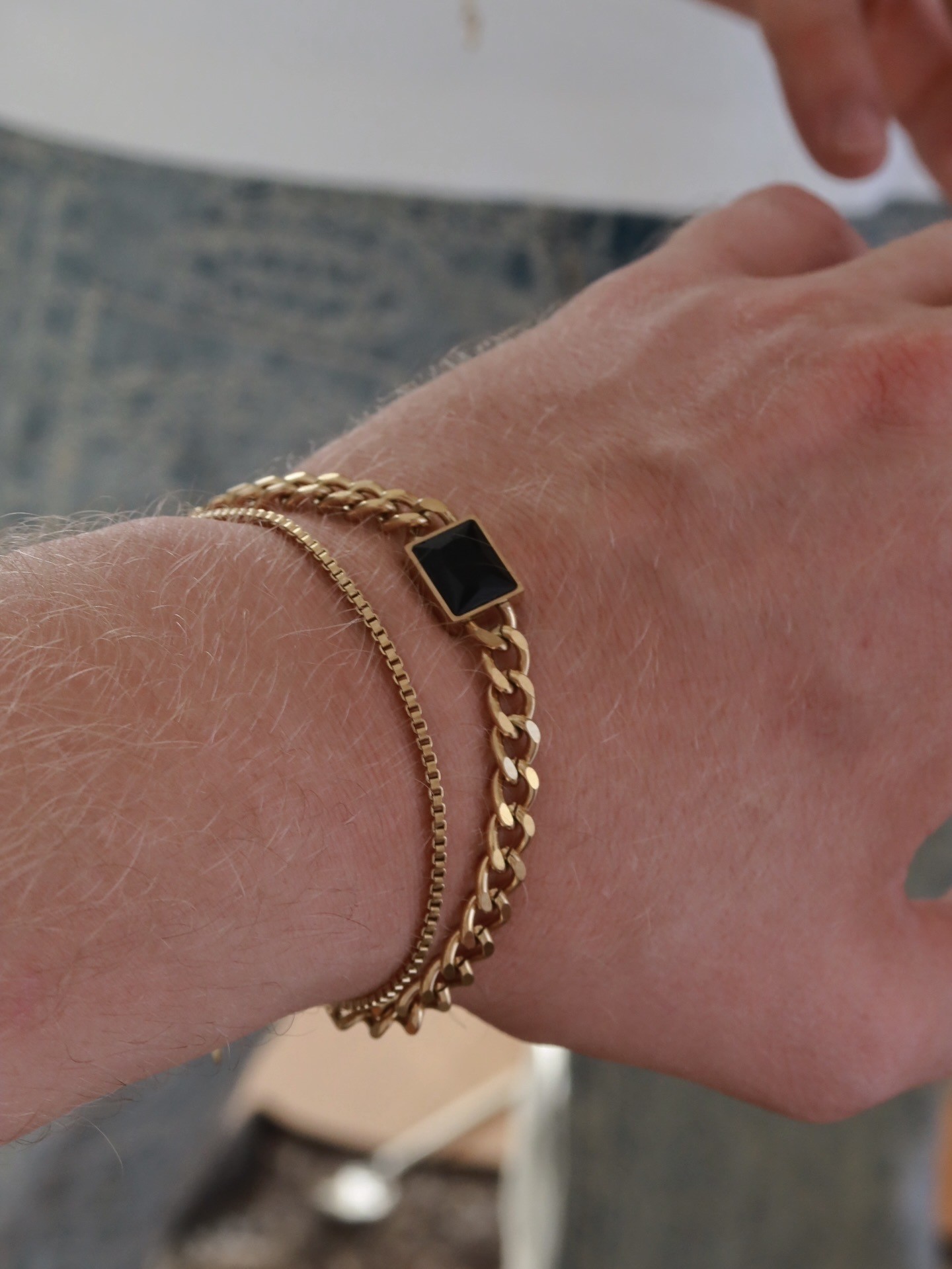 Obsidian Dual Chain Bracelet
