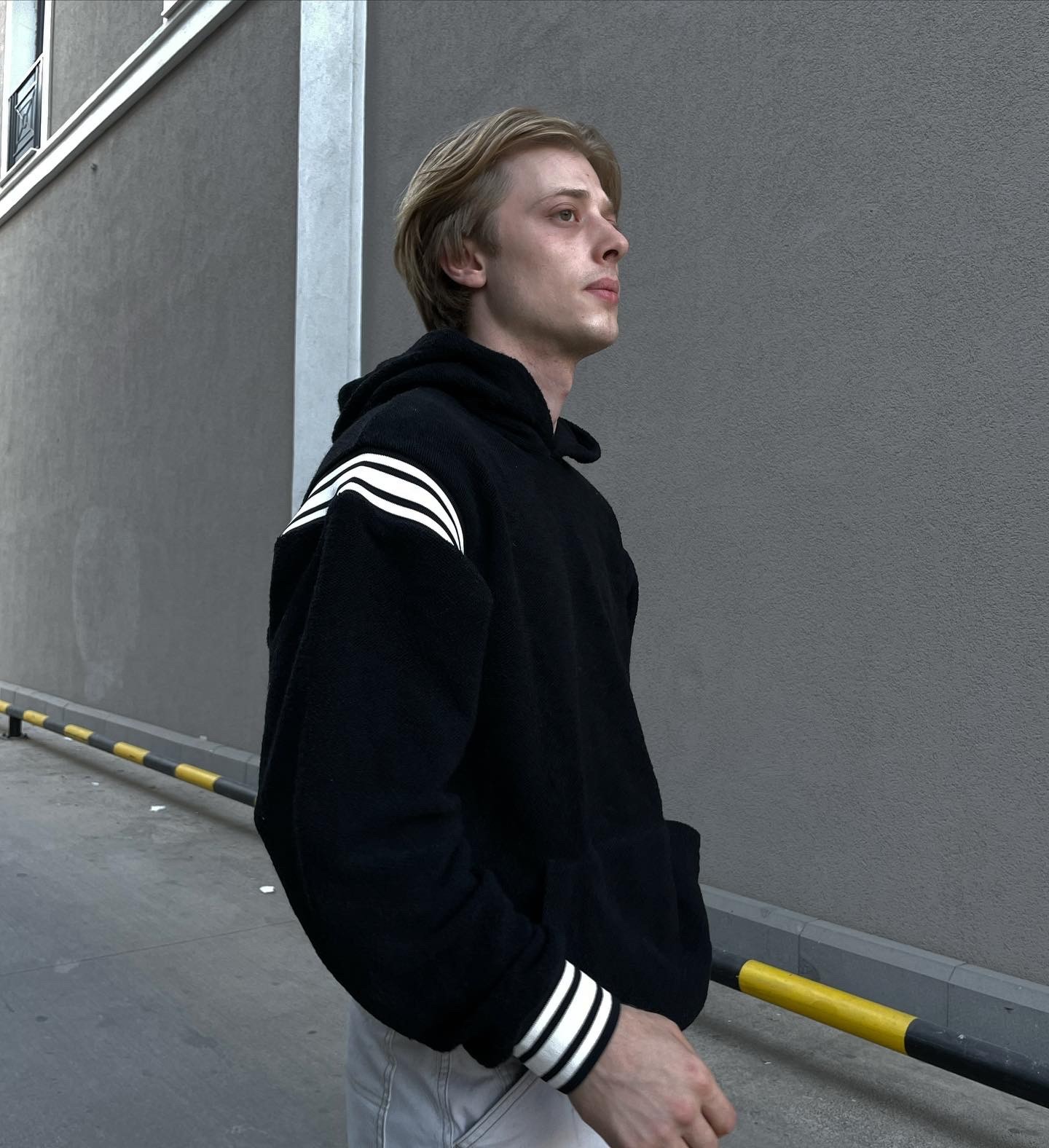 White Striped Oversize Hoodie
