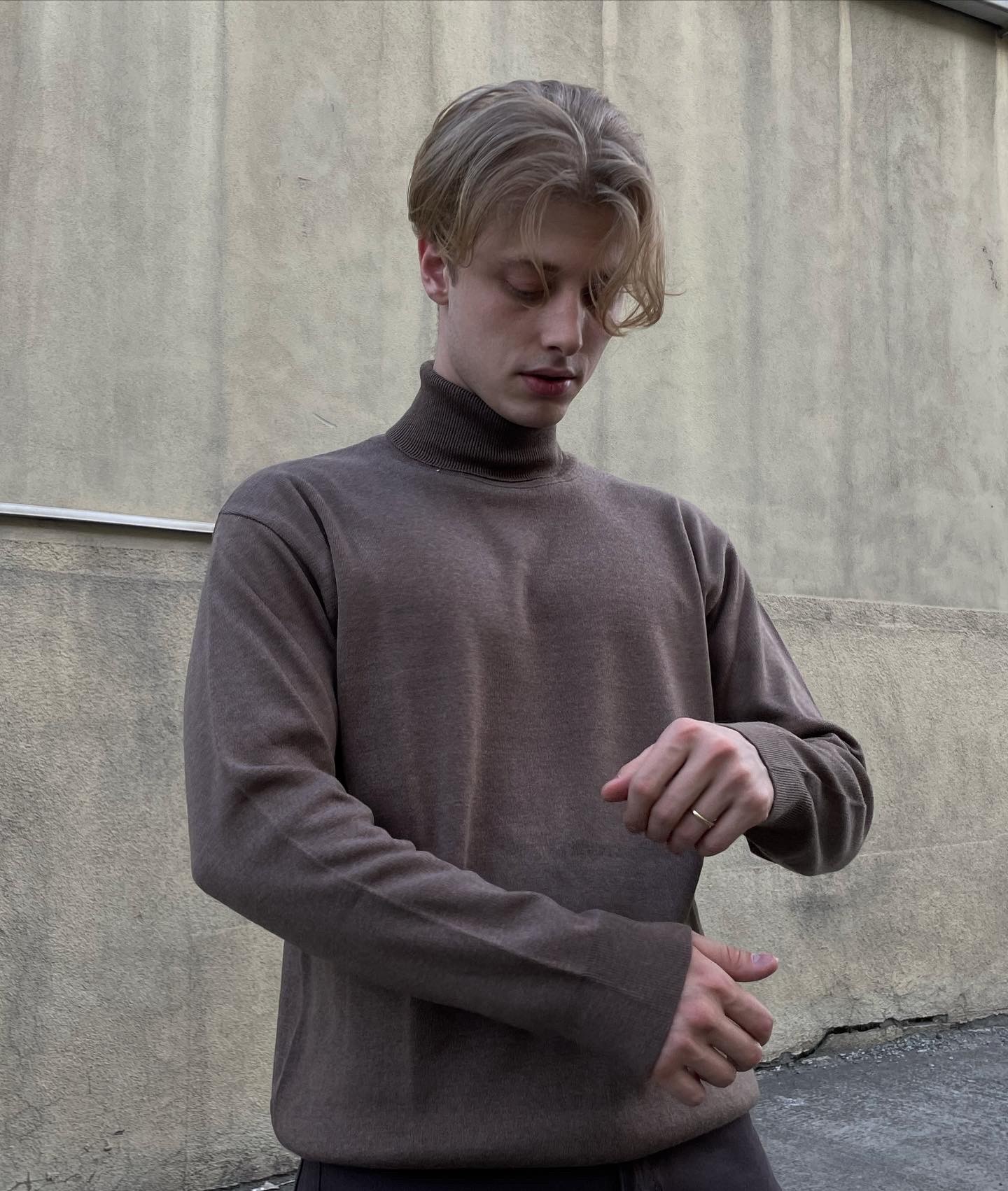 Brown Turtleneck Oversize Knitwear 