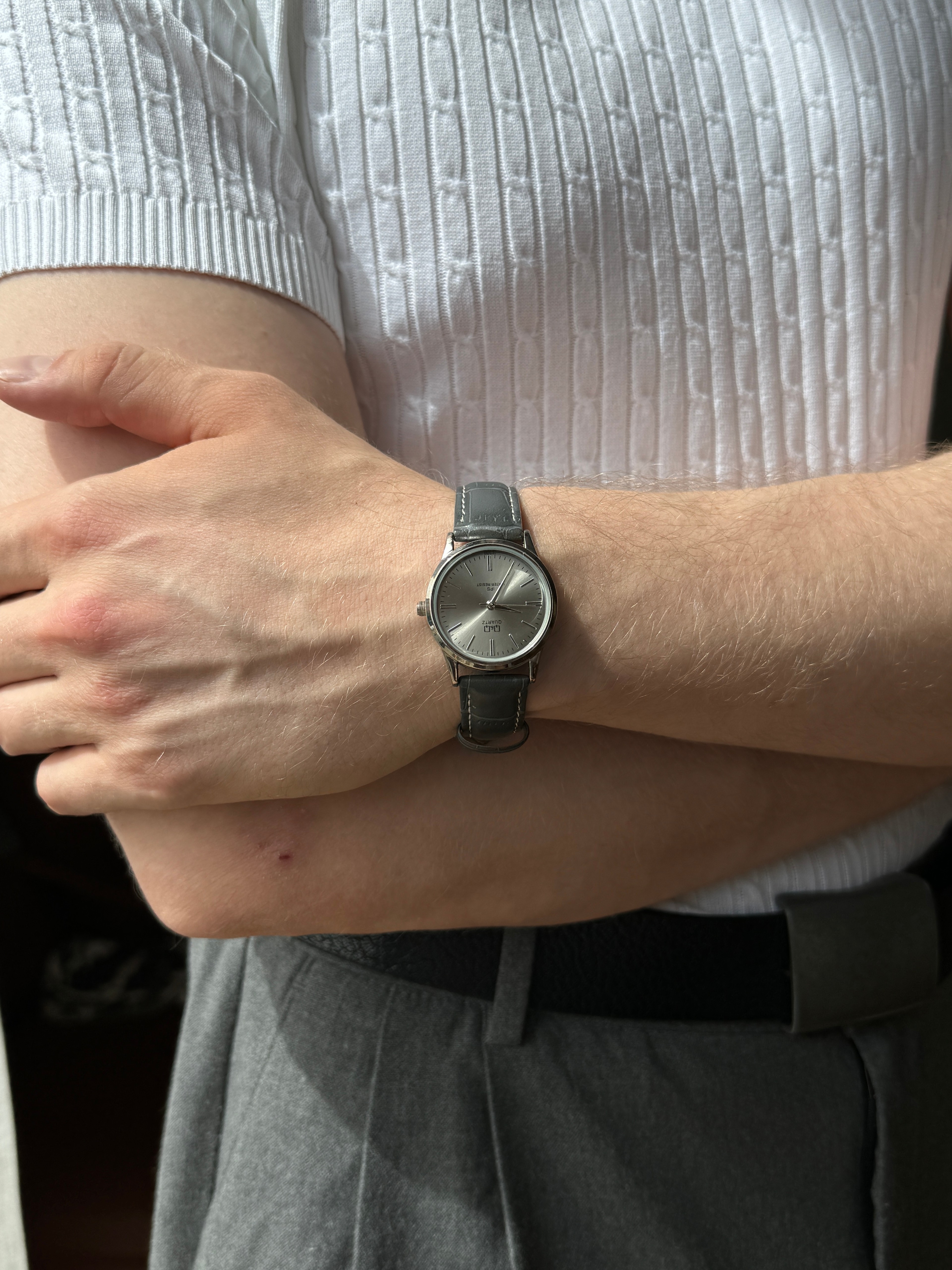 Grey Skin Cord Vintage Wristwatch 