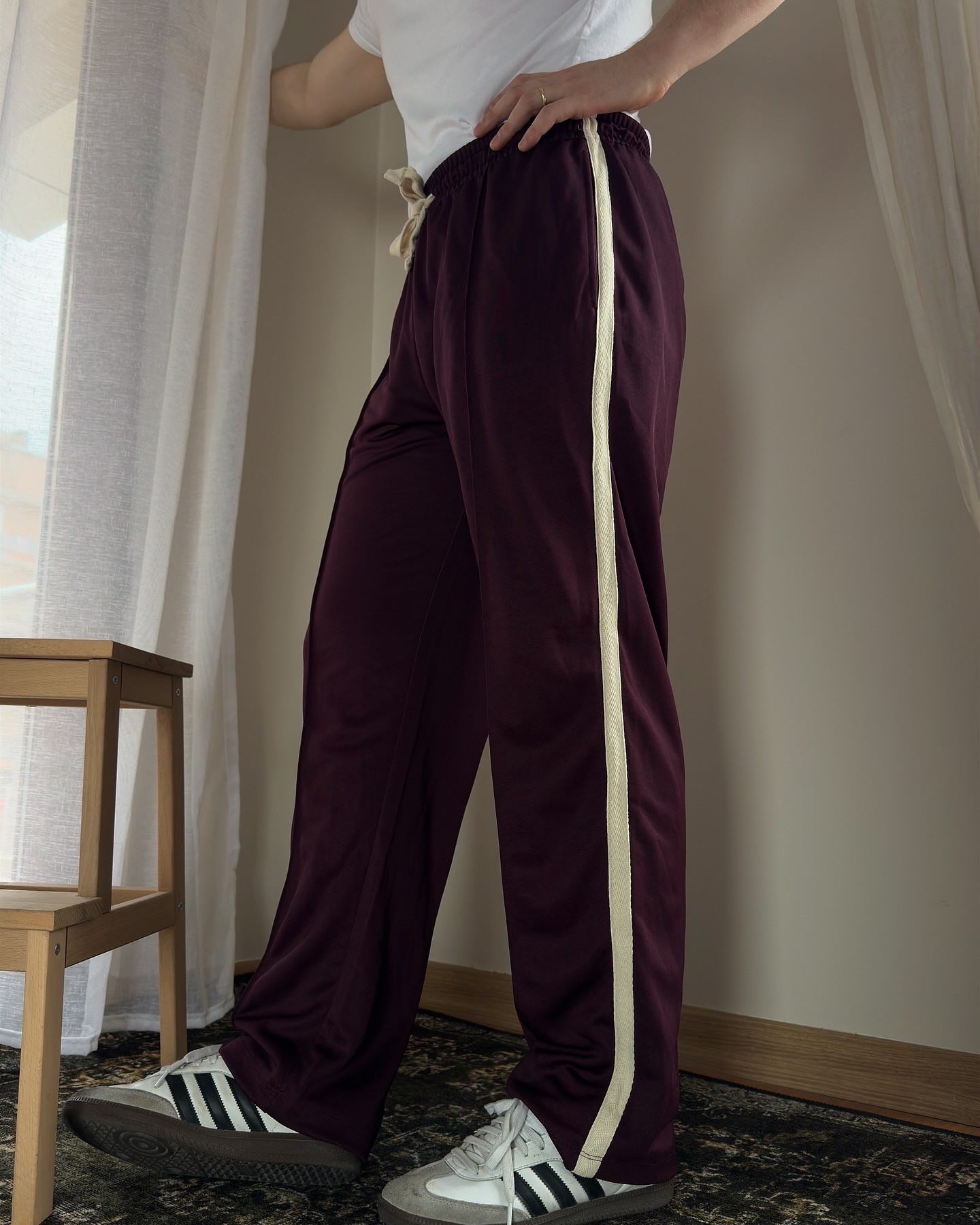 White Striped Burgundy Tracksuit