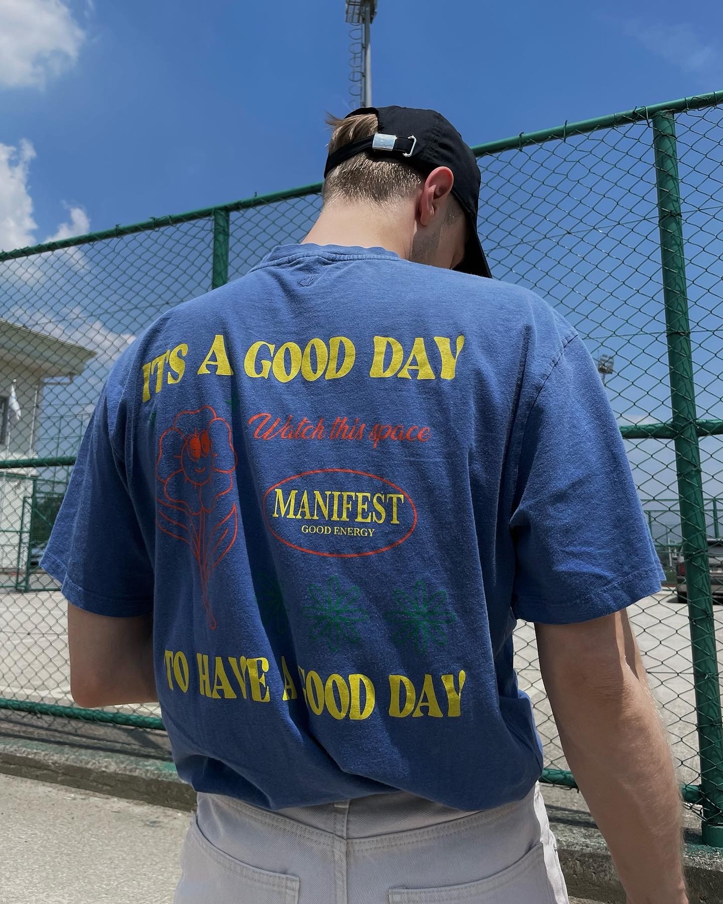 Blue Back Printed Oversize Tshirt 