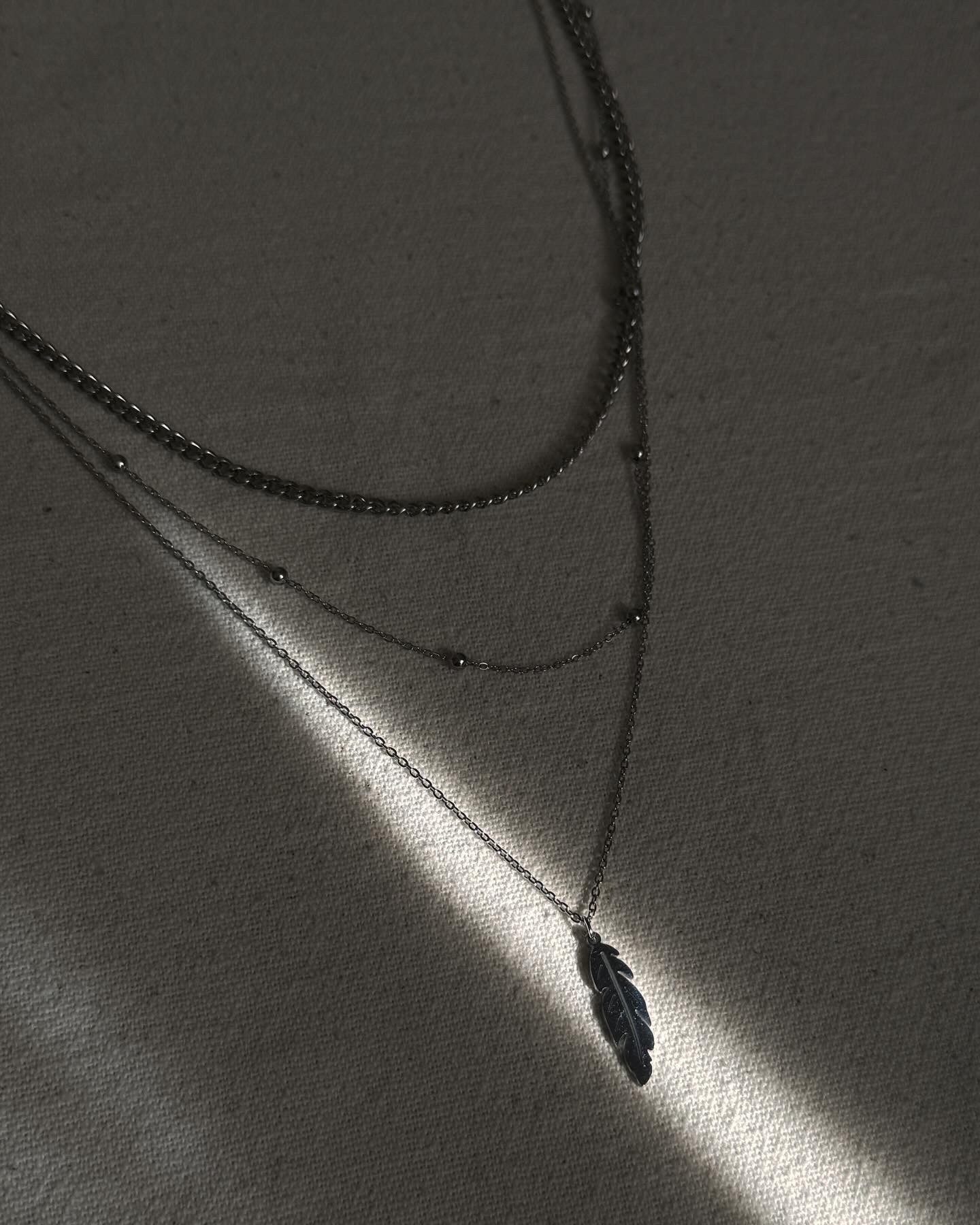 Three Chain Leaf Necklace