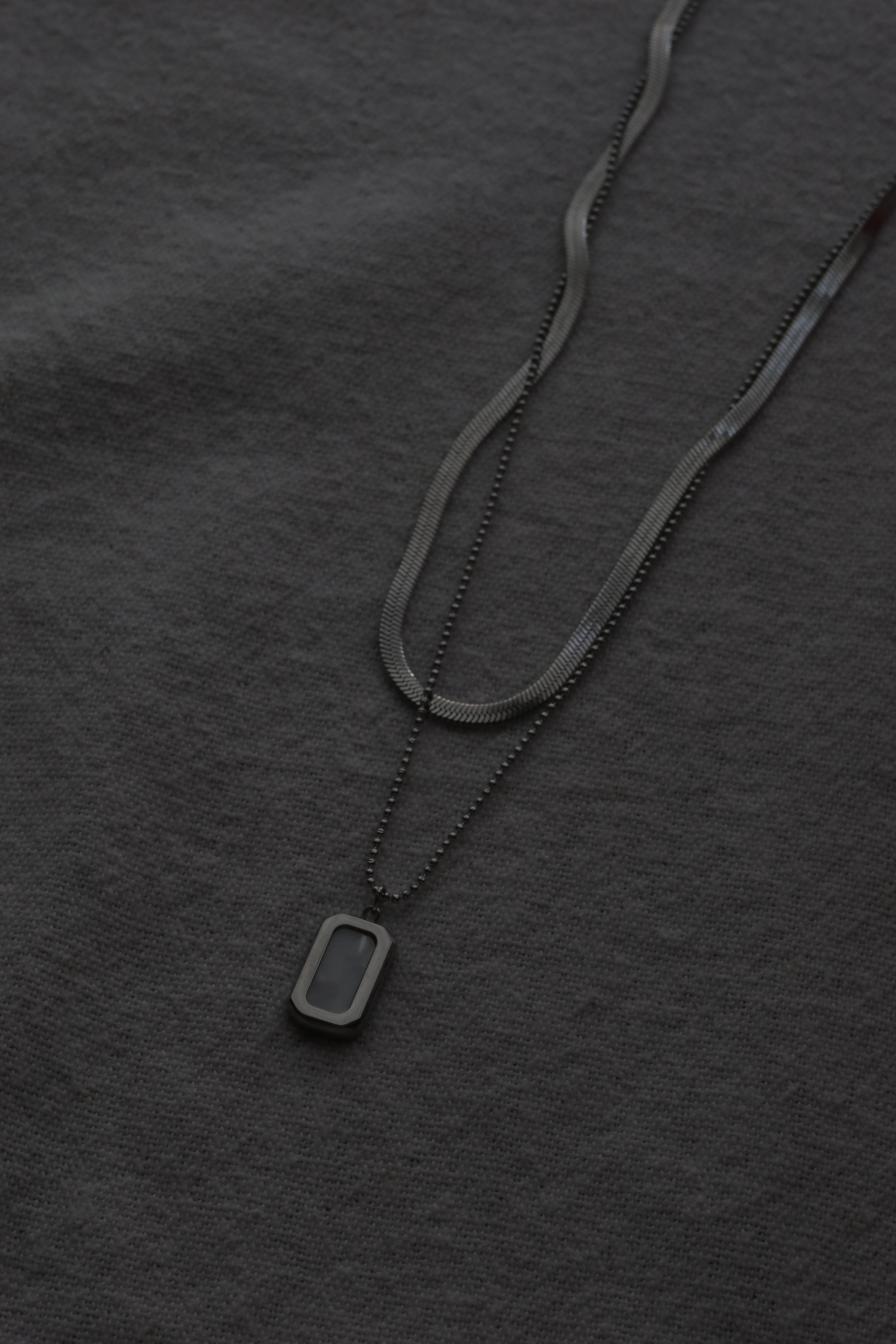 White Stone Rectangle Necklace 