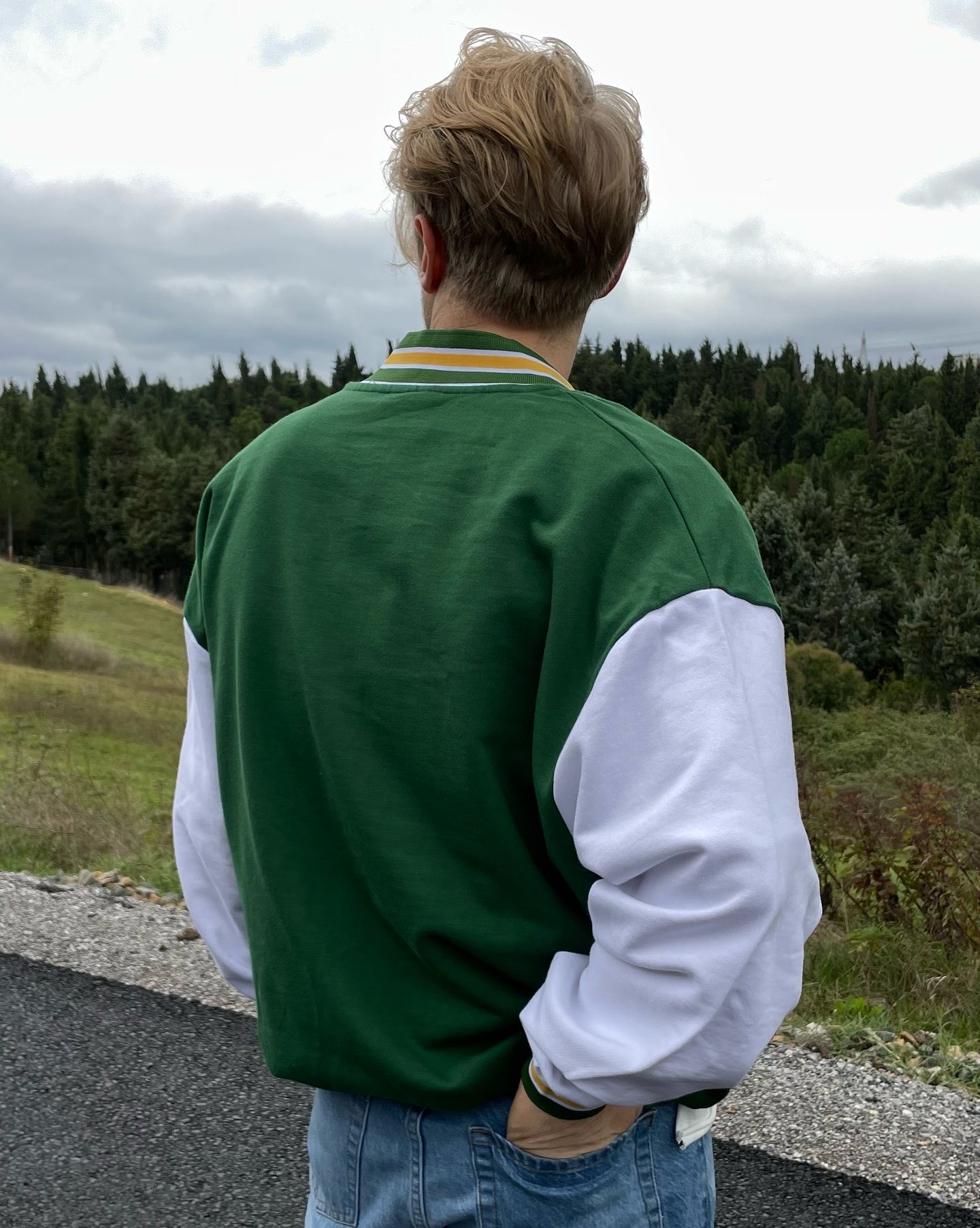 Green Oversize College Jacket