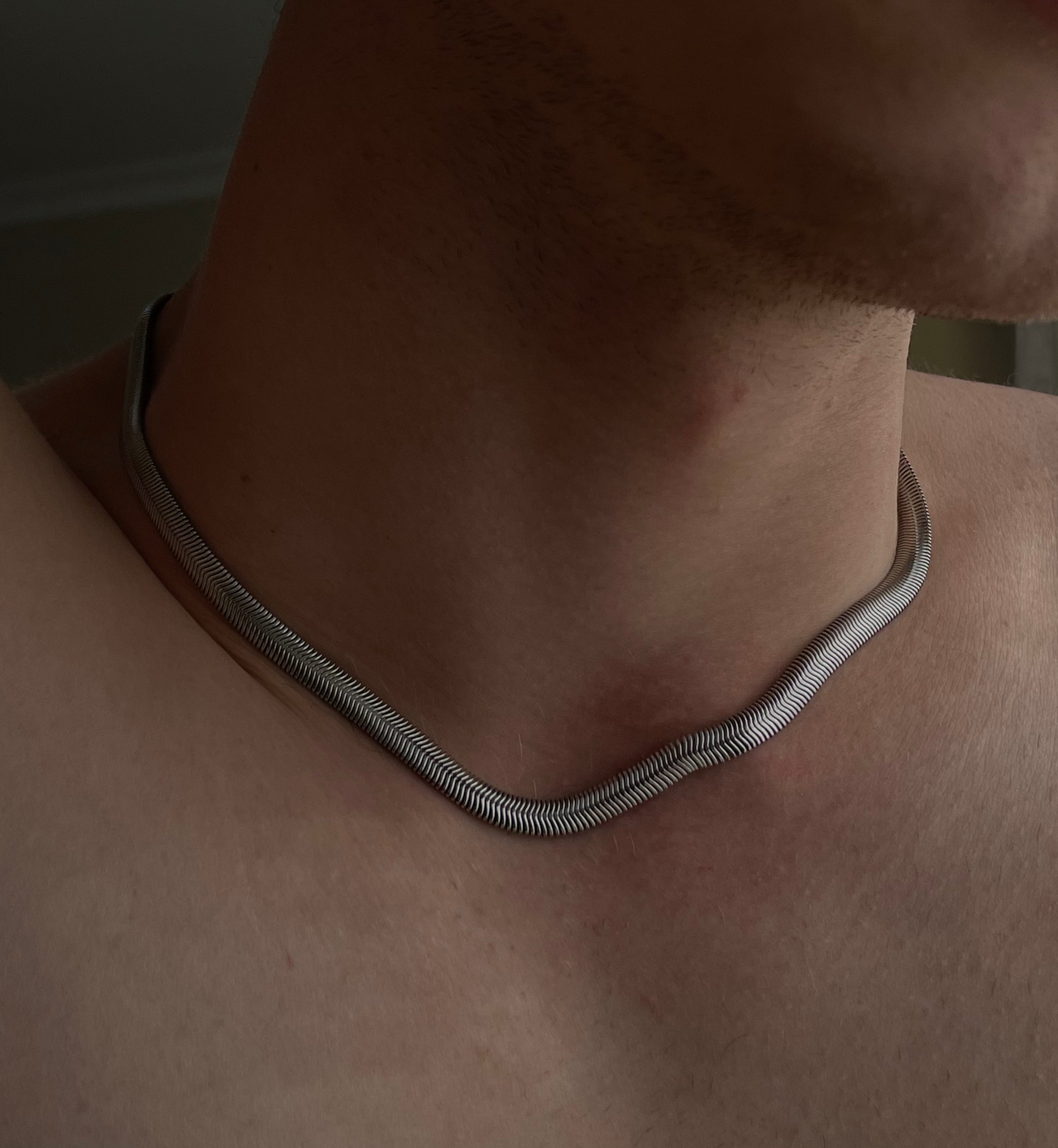 Silver Thick Snake Necklace 