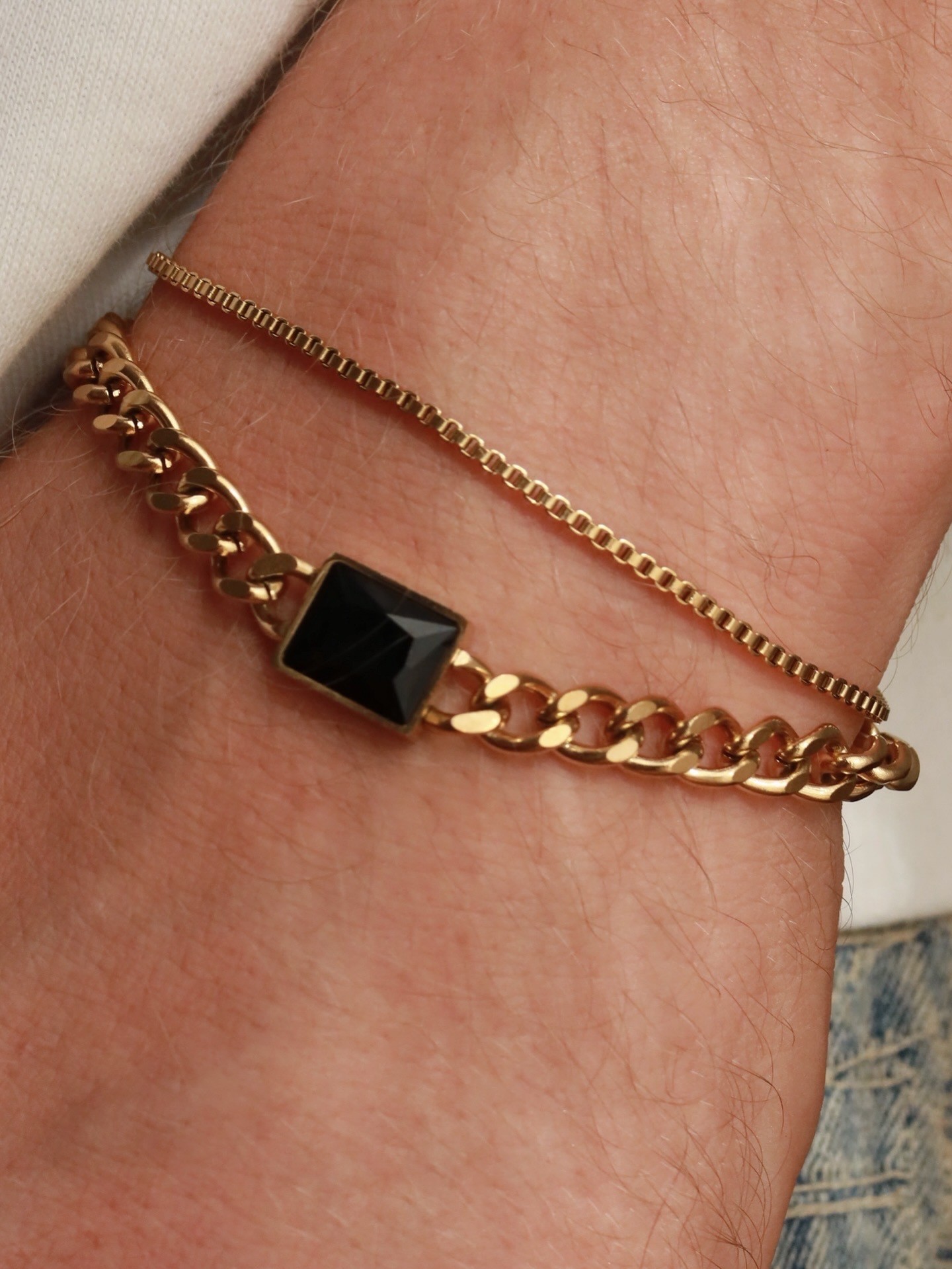 Obsidian Dual Chain Bracelet