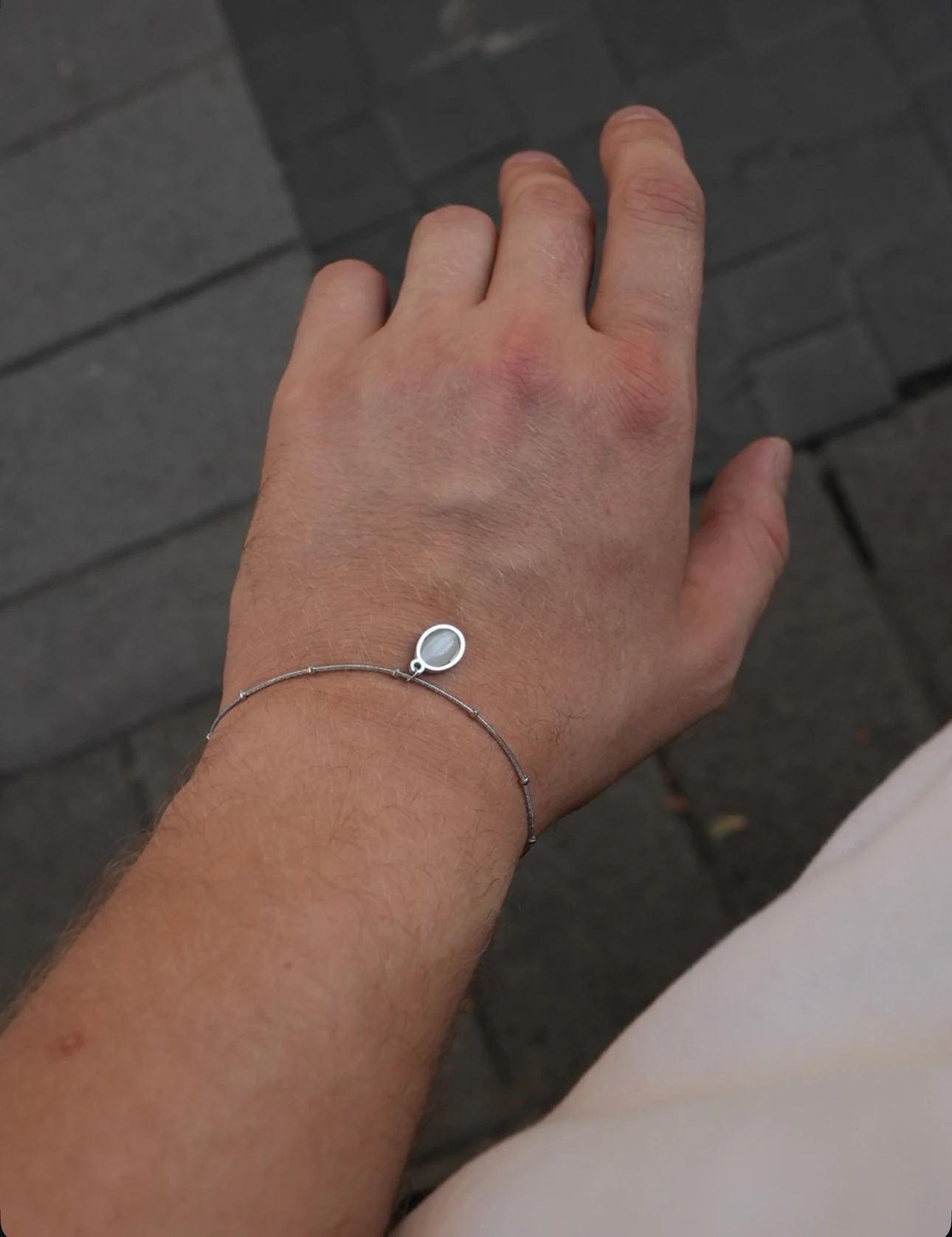 Vintage Ember Grey Stone Bracelet