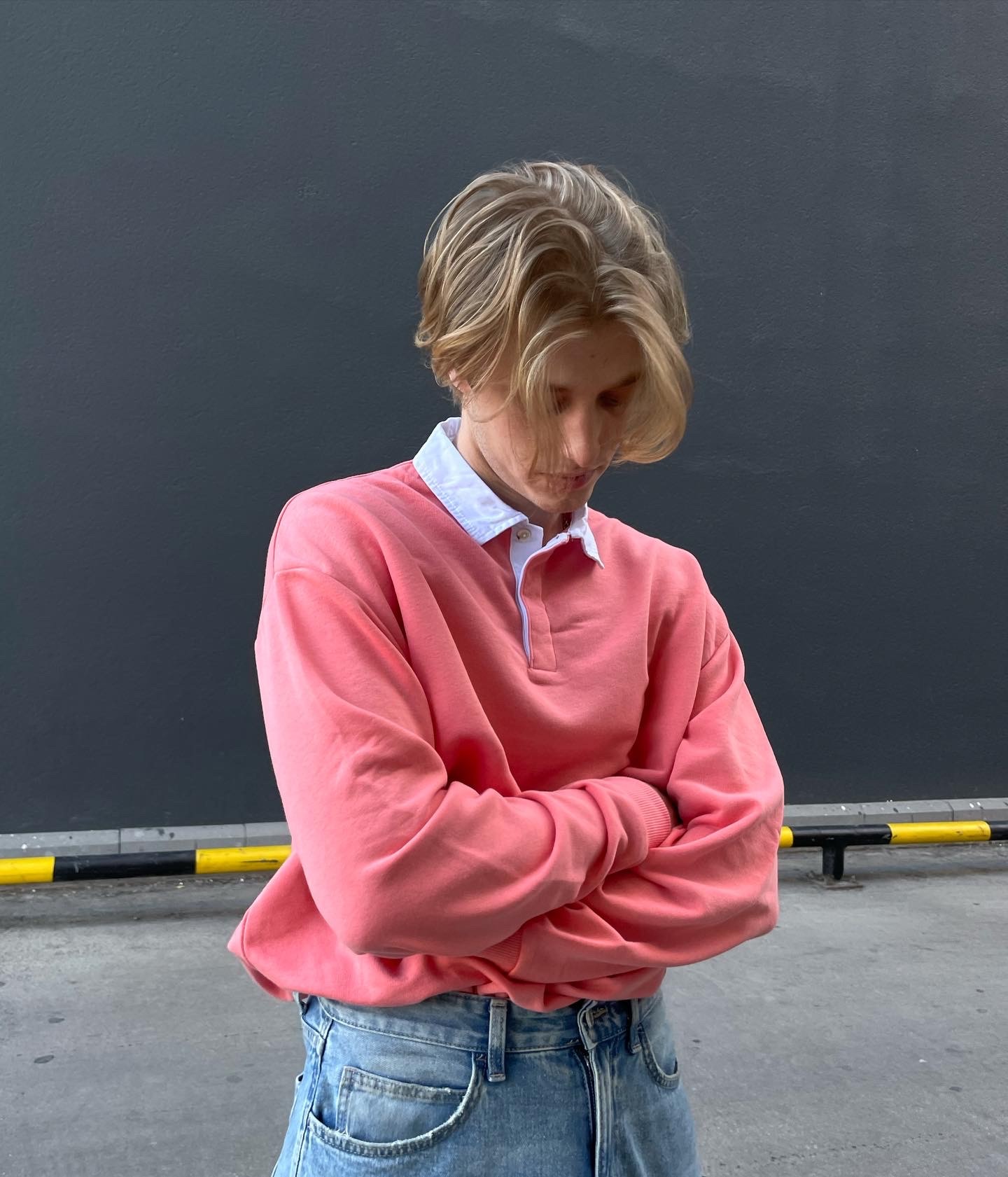 Whıte Collar Oversıze Polo Shırt