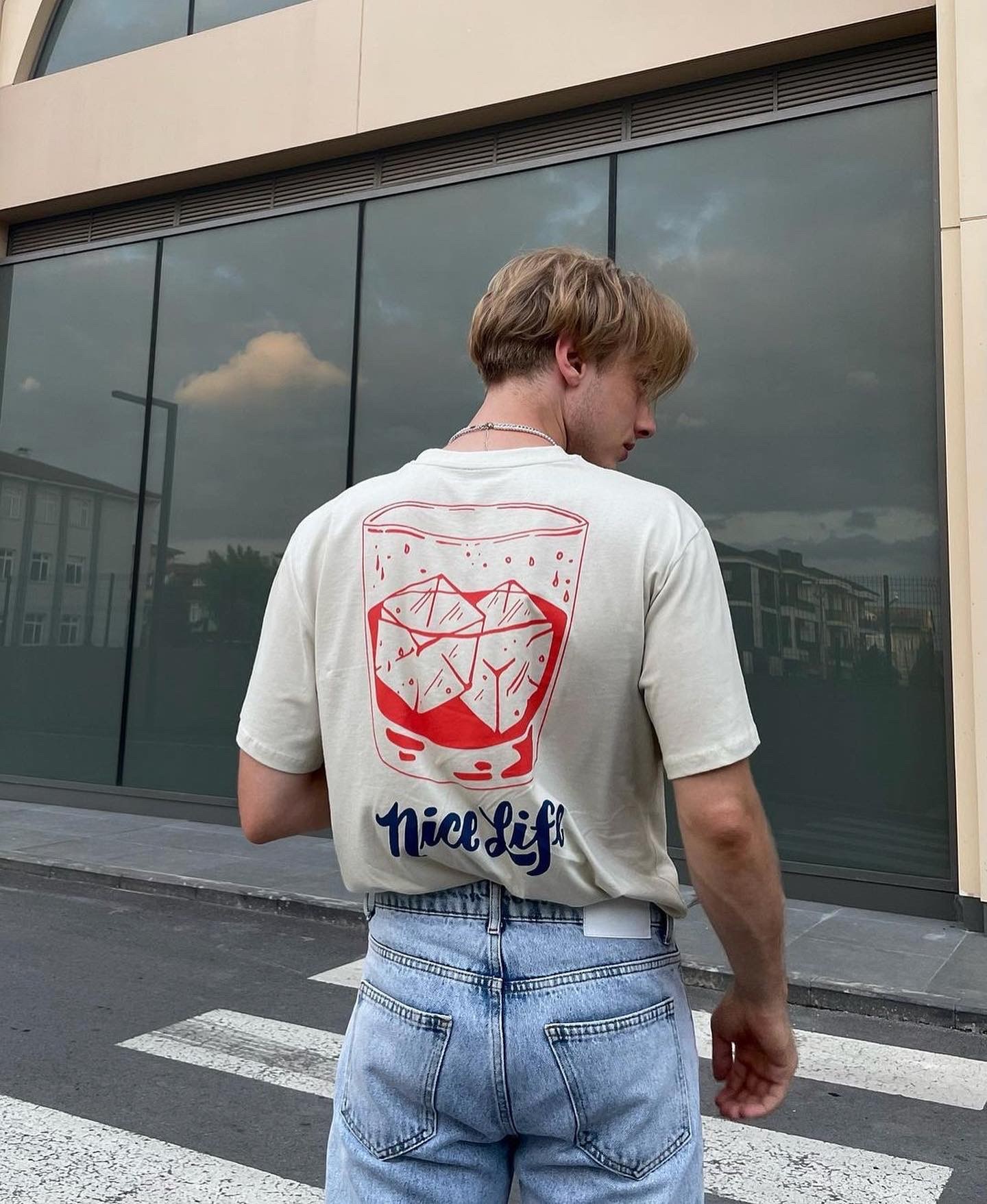 90s Beige Nice Life Oversize Tshirt 