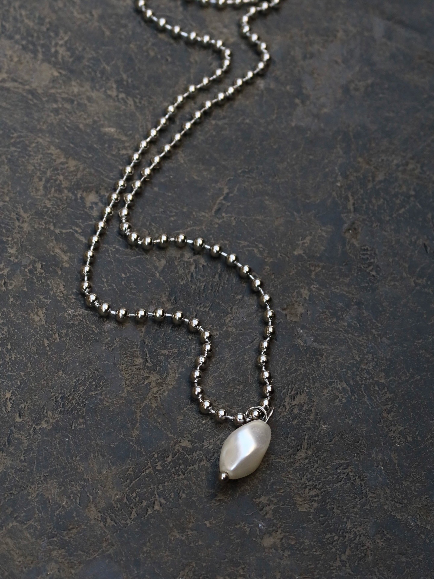 Pearl Drop Steel Necklace 🐚