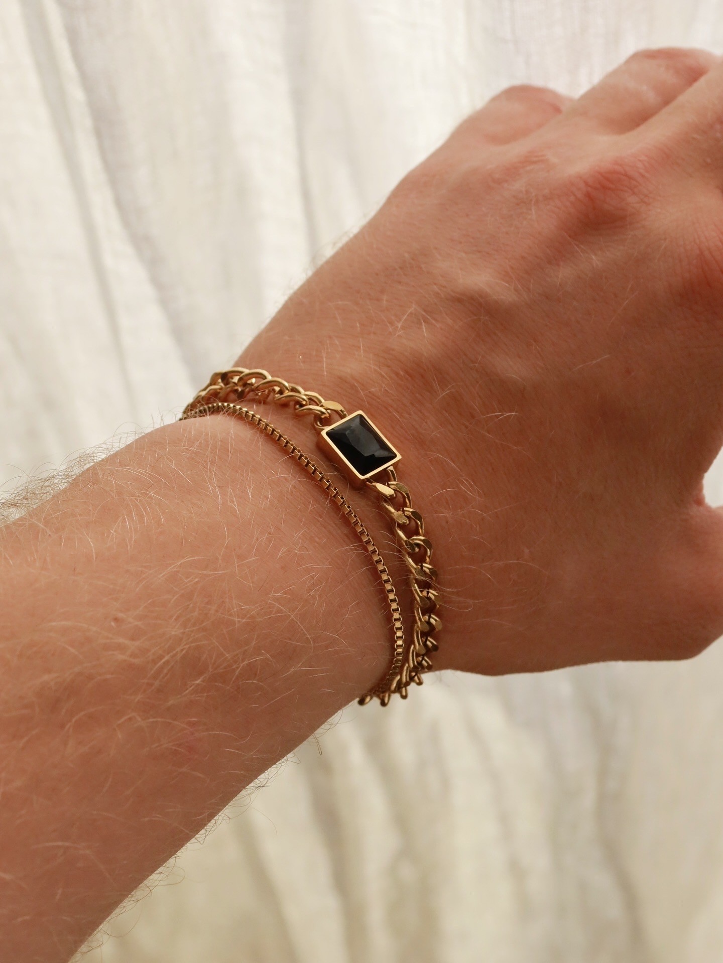 Obsidian Dual Chain Bracelet
