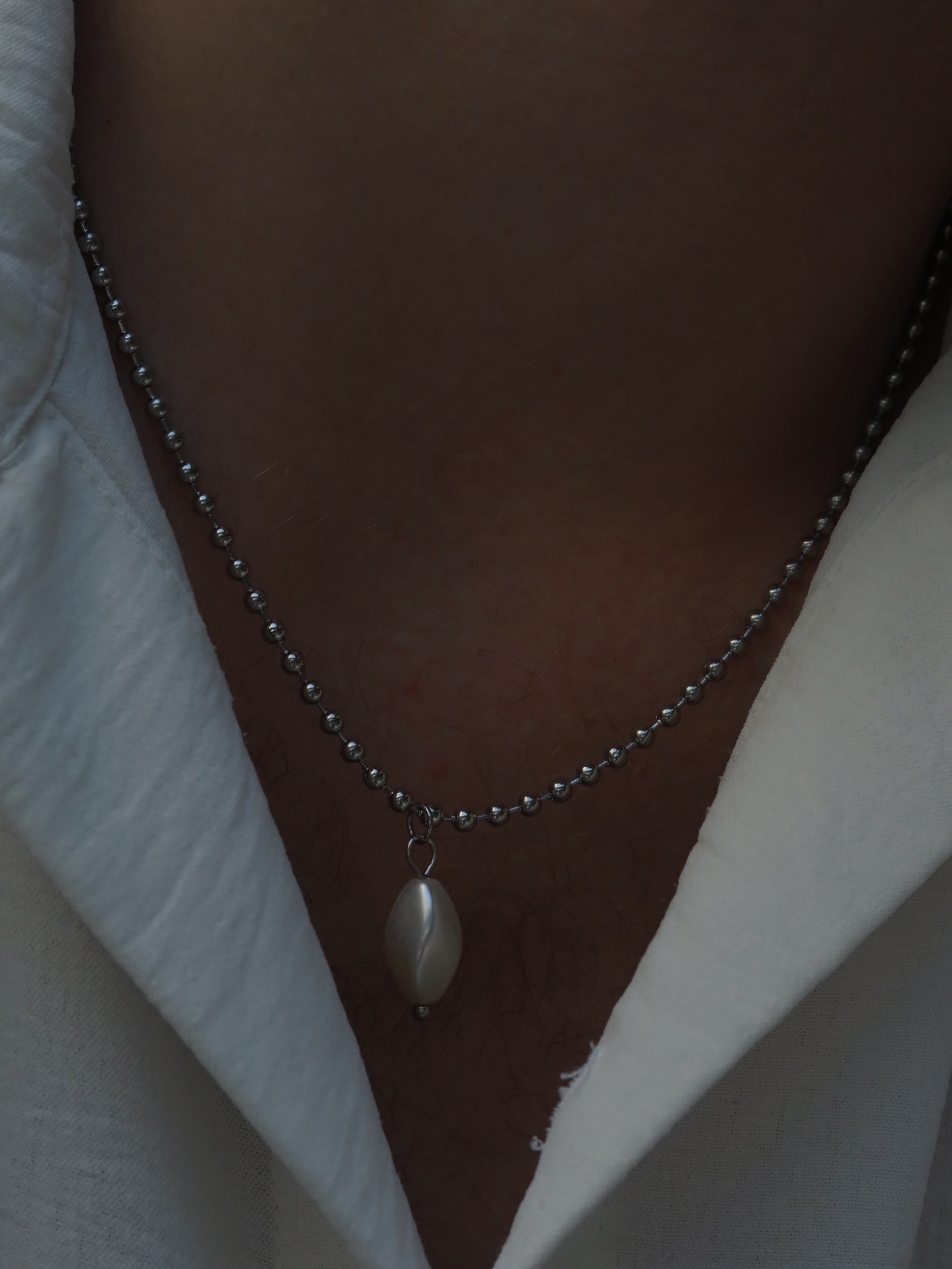 Pearl Drop Steel Necklace 🐚