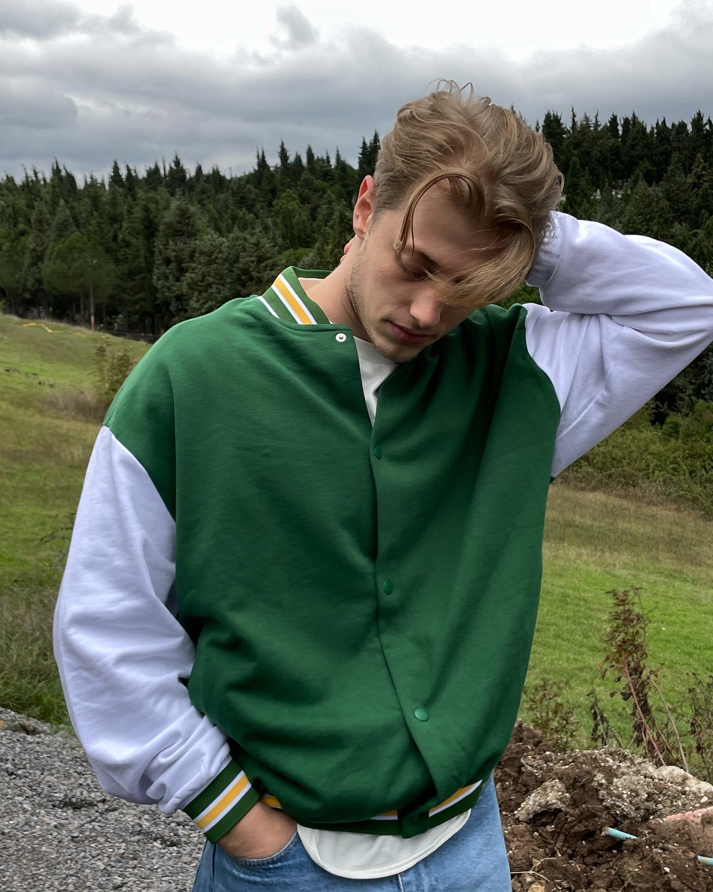 Green Oversize College Jacket