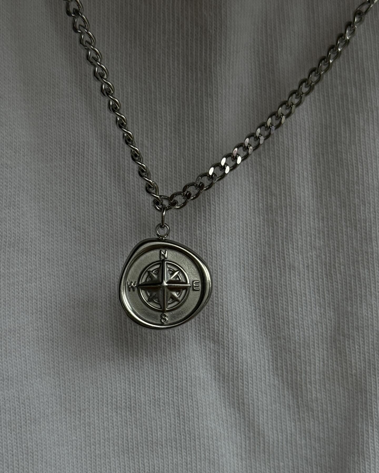 Silver Compass Necklace 