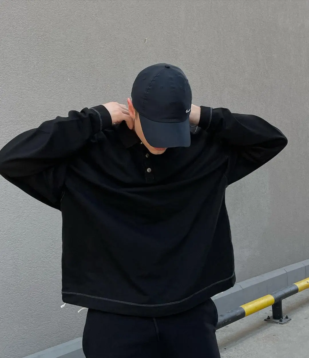 Polo Strap Design Sweatshirt Loose Collar main image 1